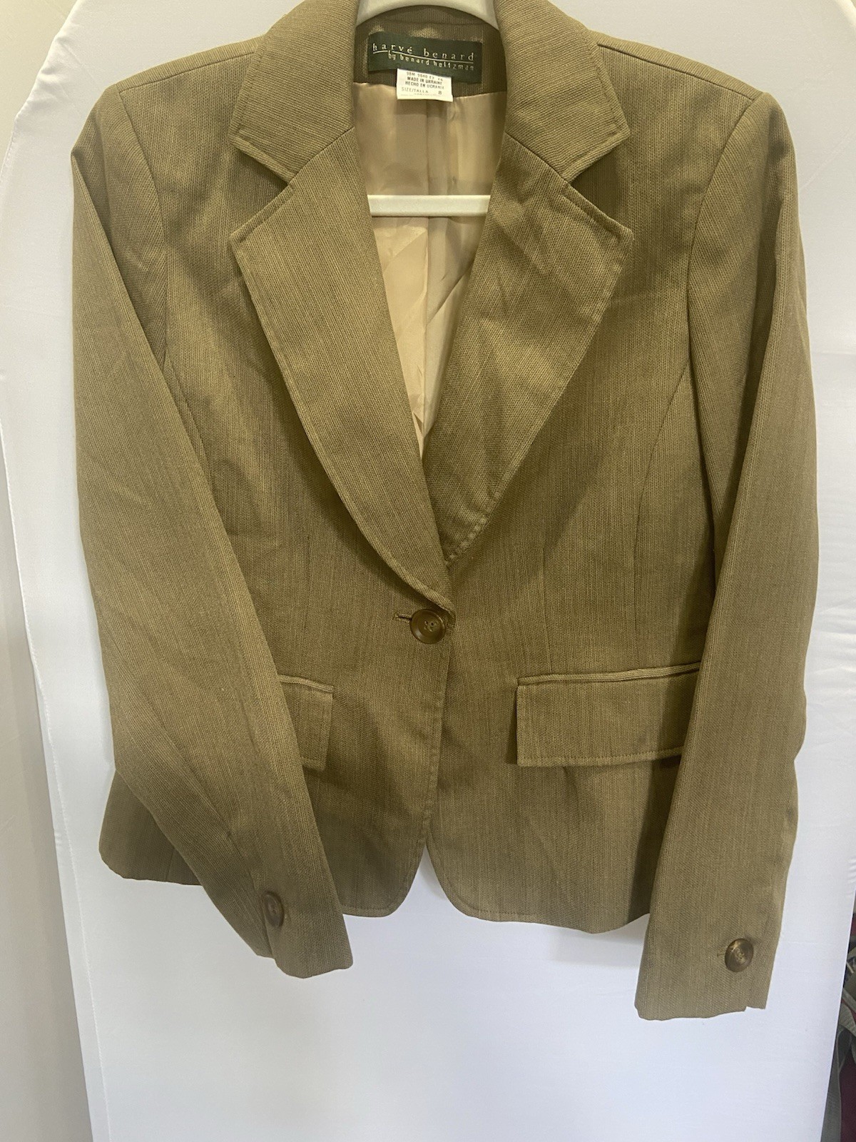 Harvé Bernard Blazer Women Size 8 Brown Poly Wool Blend