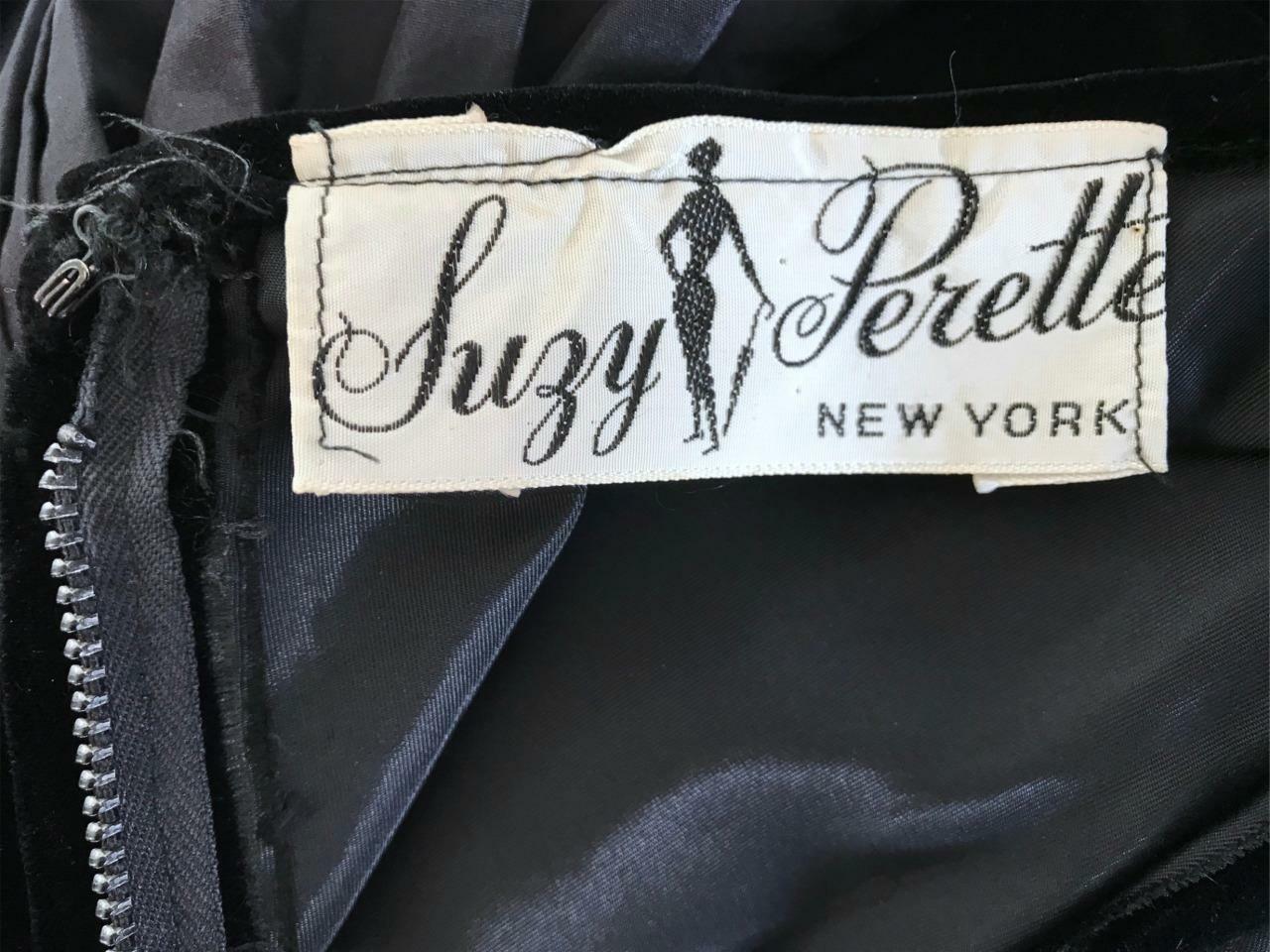 Darling Vintage SUZY PERETTE Dress ~ Black Velvet and Tafetta ~ 1950s