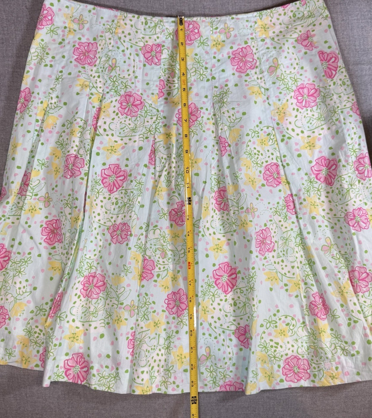Vintage LILLY PULITZER White Label Pleated Meadow Skirt Sz 14 Summer Floral