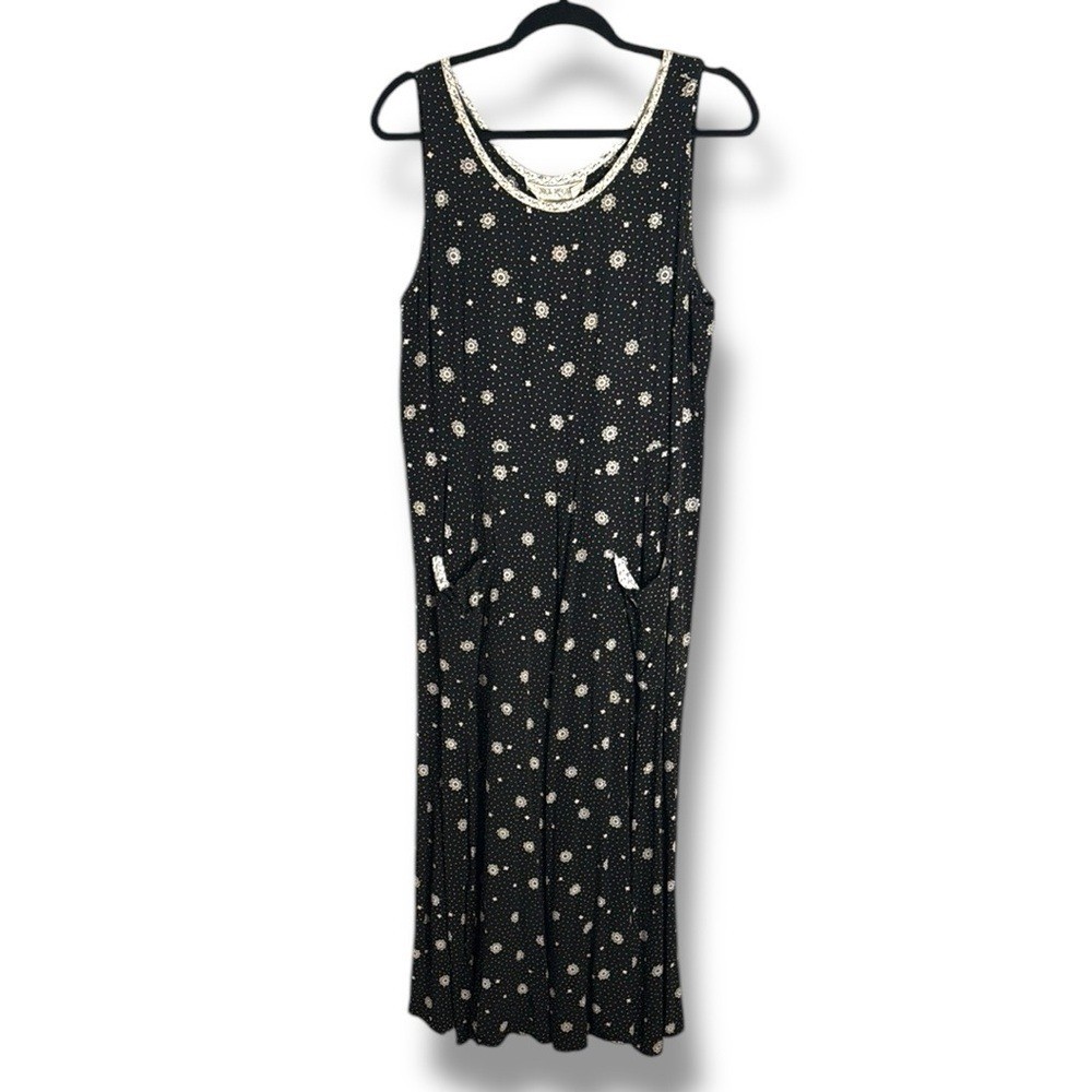 Vintage Janice McCarty Sleeveless Maxi Dress Size Large Cottagecore Boho