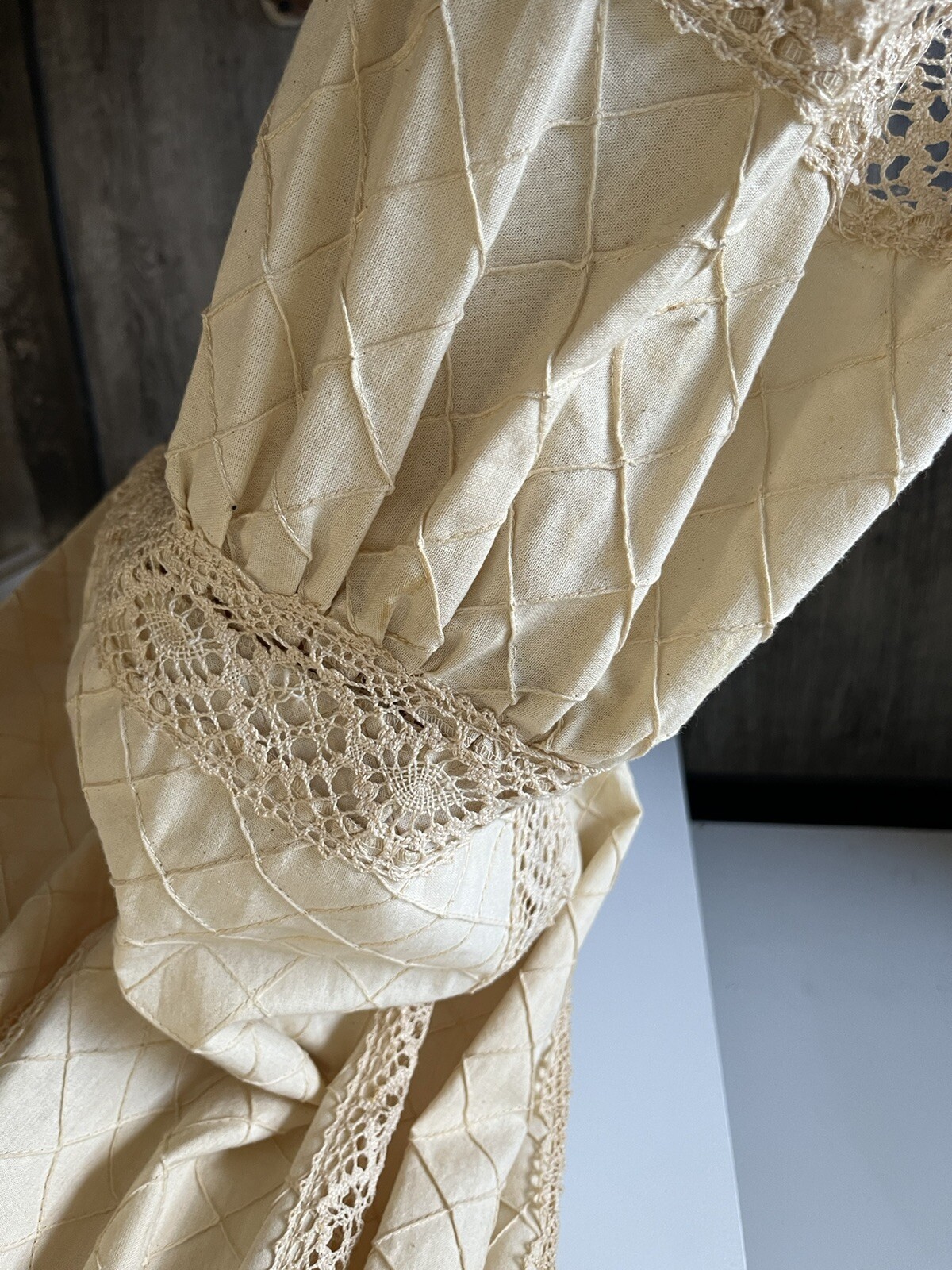 Vintage Maxi Dress With crochet trumpet sleeves