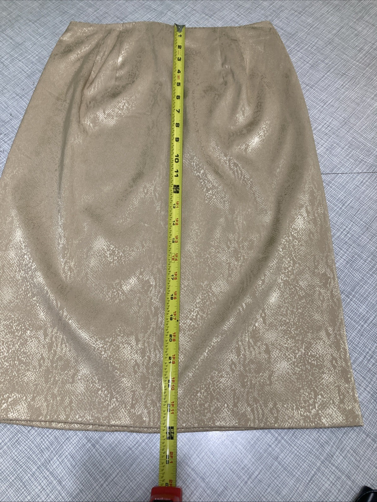 Vtg 90s Carole Little Gold Snakeskin Pencil Skirt 6 Satin USA Grunge Glam Rock