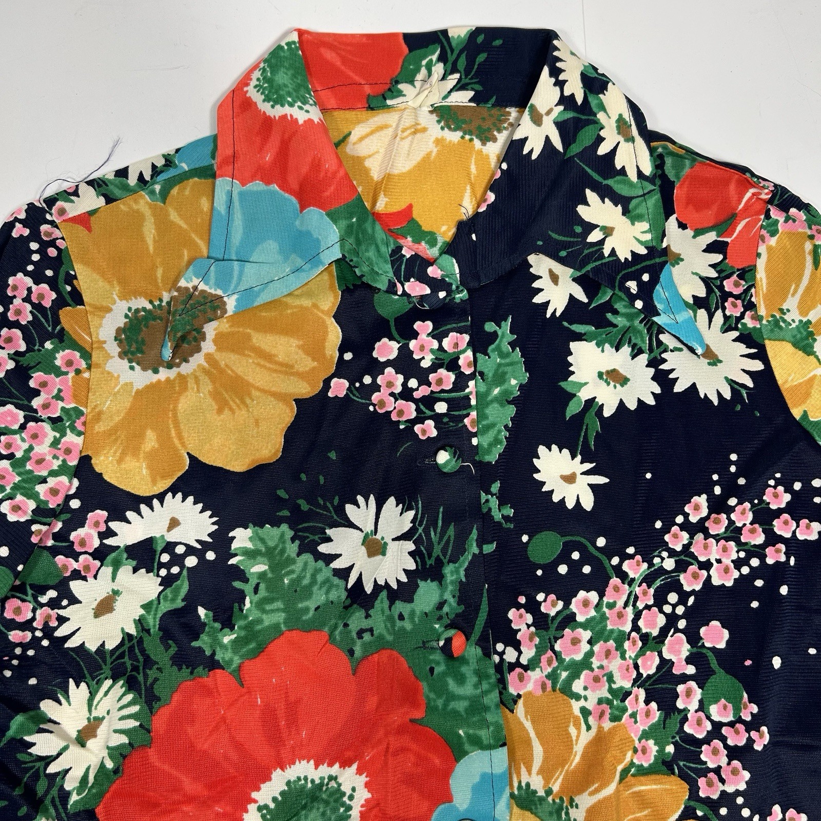 NWT Vtg 60s PARADE NY 2pc Set Multi Floral Button Up Top & Wide Leg Pants Sz 14