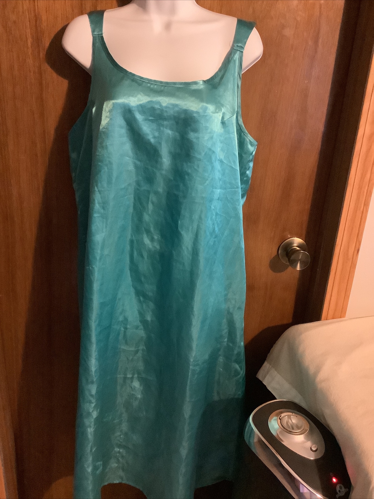 Vintage Midnight Velvet Teal Silky Nightgown Women’s Large
