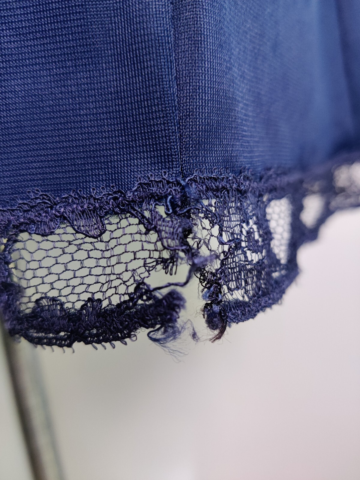 Vintage Women’s Seamprufe Navy Slip Sexy Navy Size 34 Peekaboo Lace Pin Up *Read