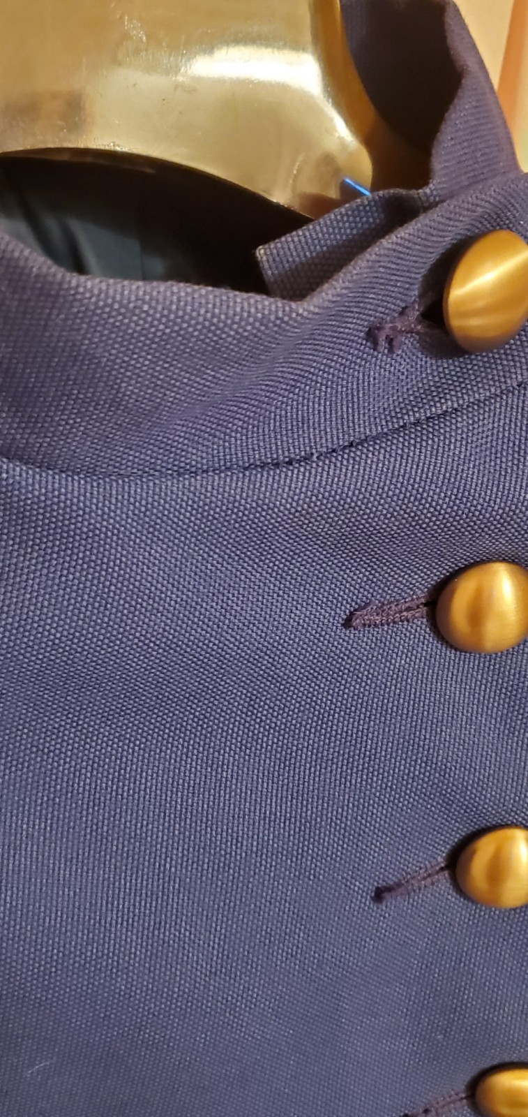 Vintage 60s Jerold Rain Coat Cape Mini Navy Military Gold Buttons Mod Go-Go
