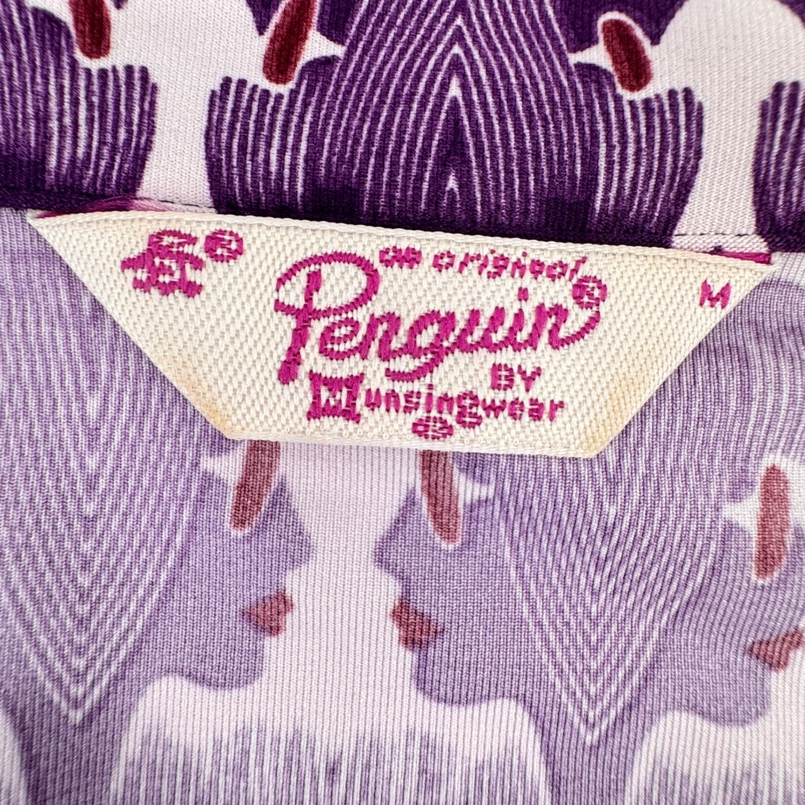 Original Penguin Purple Mod Silhouette Portrait Shirt Dress Medium Pop Art