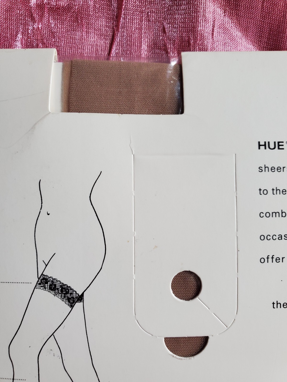 HUE French Lace Very Sheer Thigh Highs Stockings Size 2 Tan Sissy Nylons