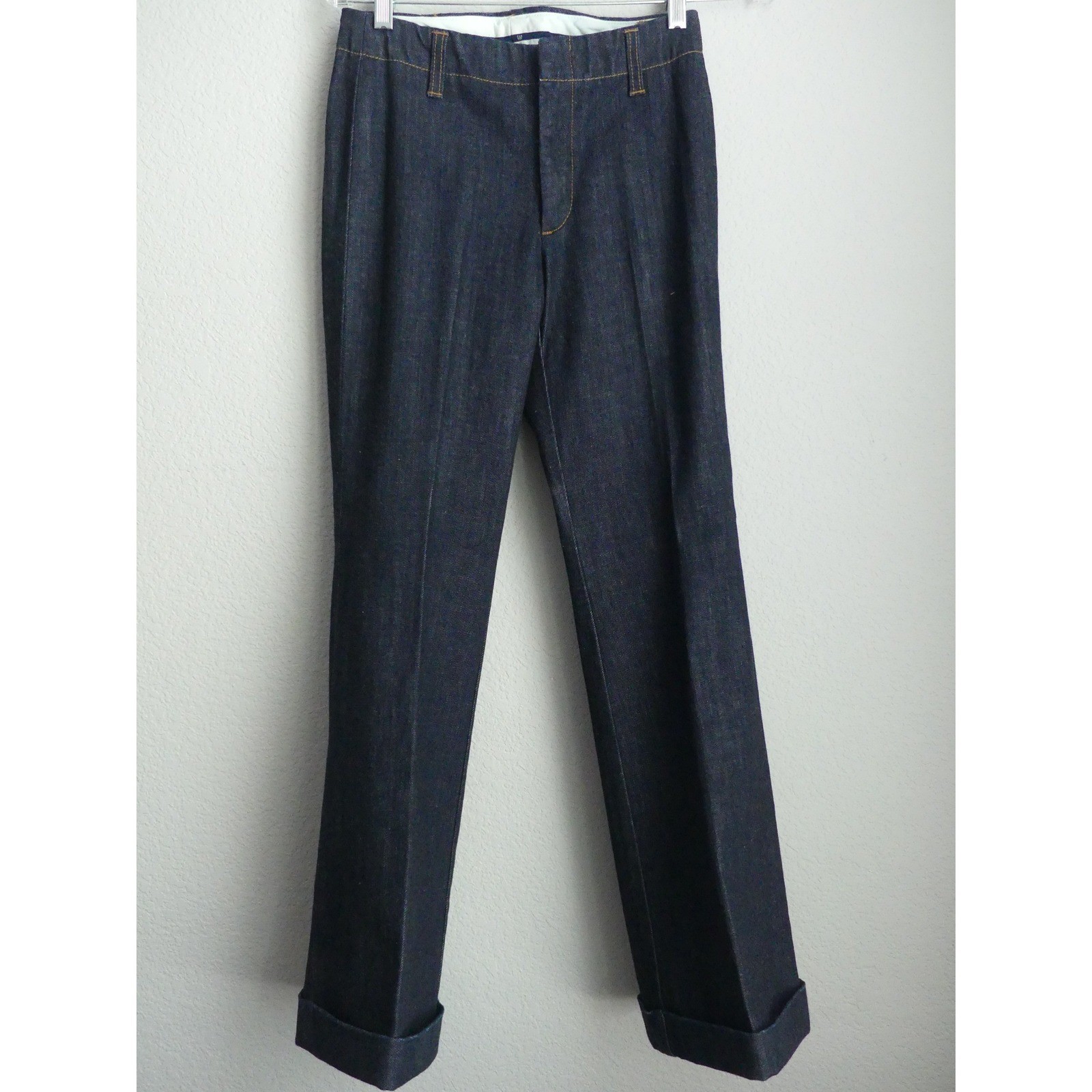 Gap Dark Wash Denim Trouser Wide Leg Flare Cuffed Size 0 Vtg 2006