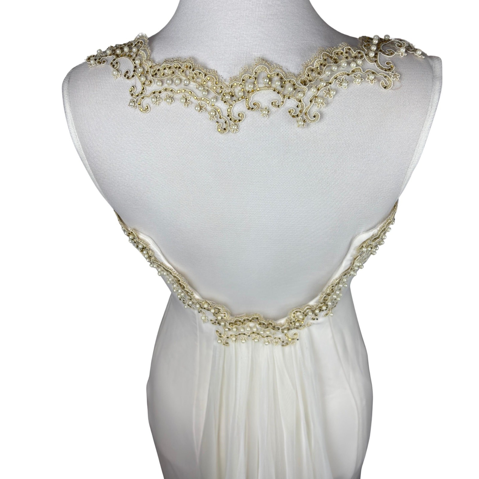 Vintage Pearl Beaded Illusion Back Mermaid Wedding Dress Bride