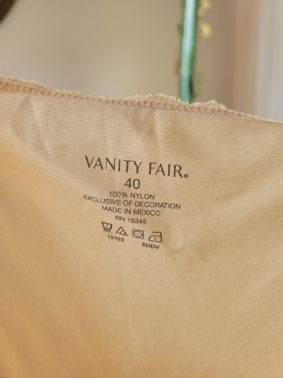 Vintage Vanity Fair Full Nude Cream Silk Slip Dress, Size Womens 40 Large