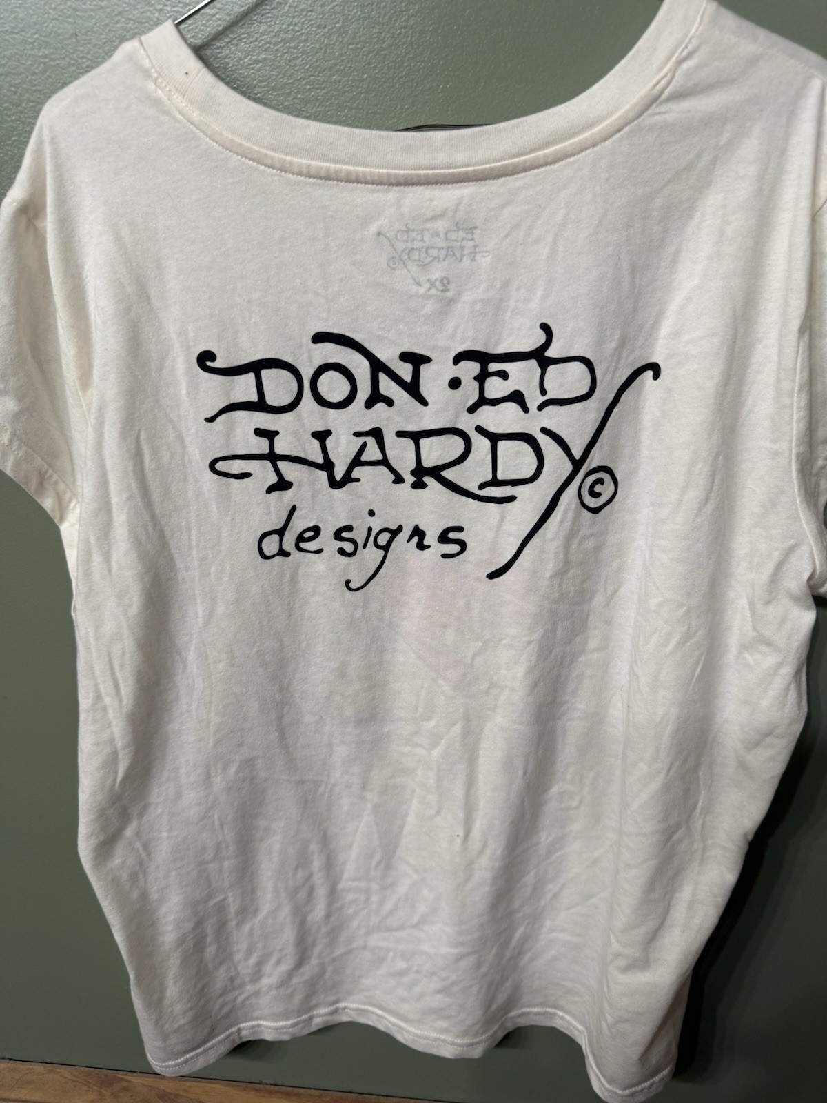 NWT Ed Hardy Shirt Color: Ivory, Love Before Honor HeartGraphic Logo Size 2xl.