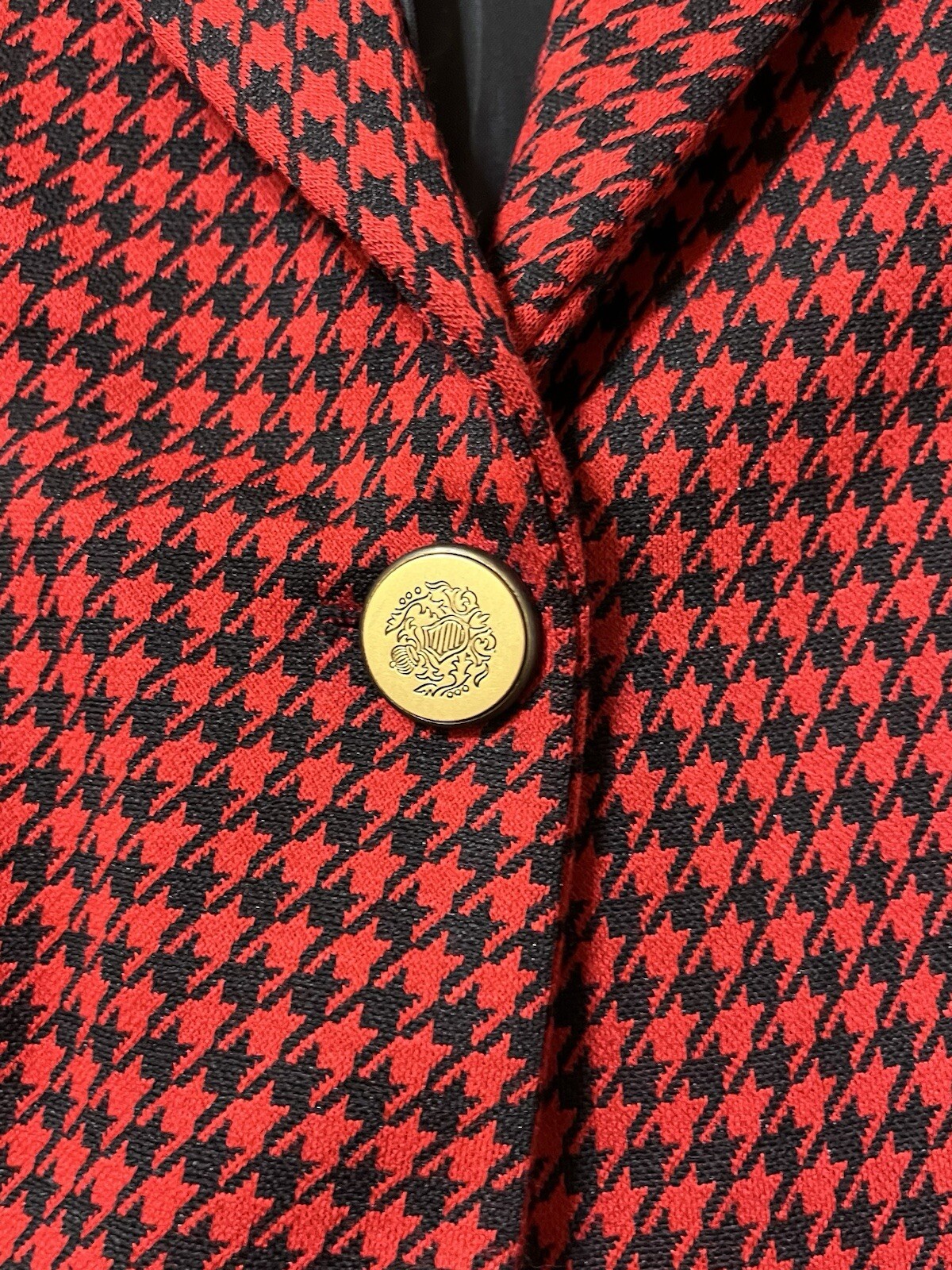 Vintage 80s Miss Miss Red Black Houndstooth Blazer Single Breasted EU 44