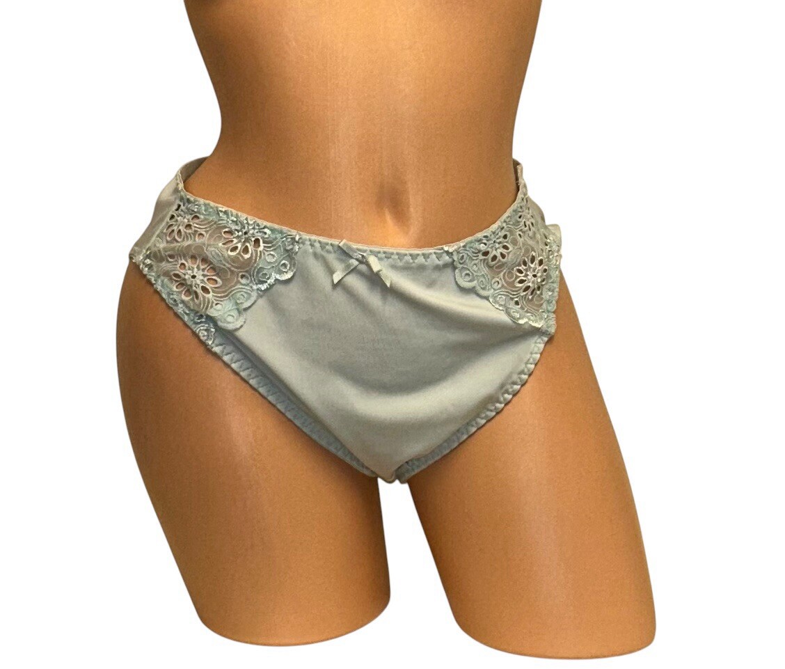 Lot of 2 Q-T & BALI Shiny Sheer Lace Trim Stretch High Waisted Panties 8/9 NWT