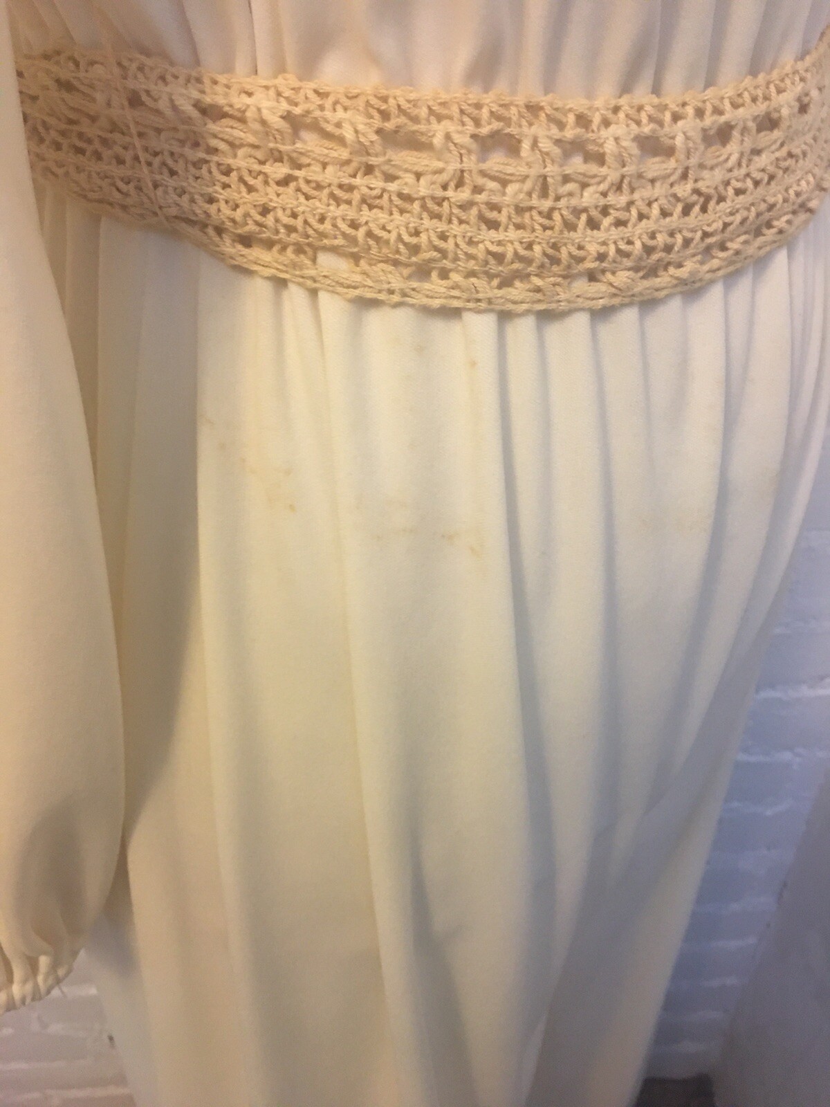 Vintage 70s rope trim wide leg jumpsuit ivory size s-m party cocktails