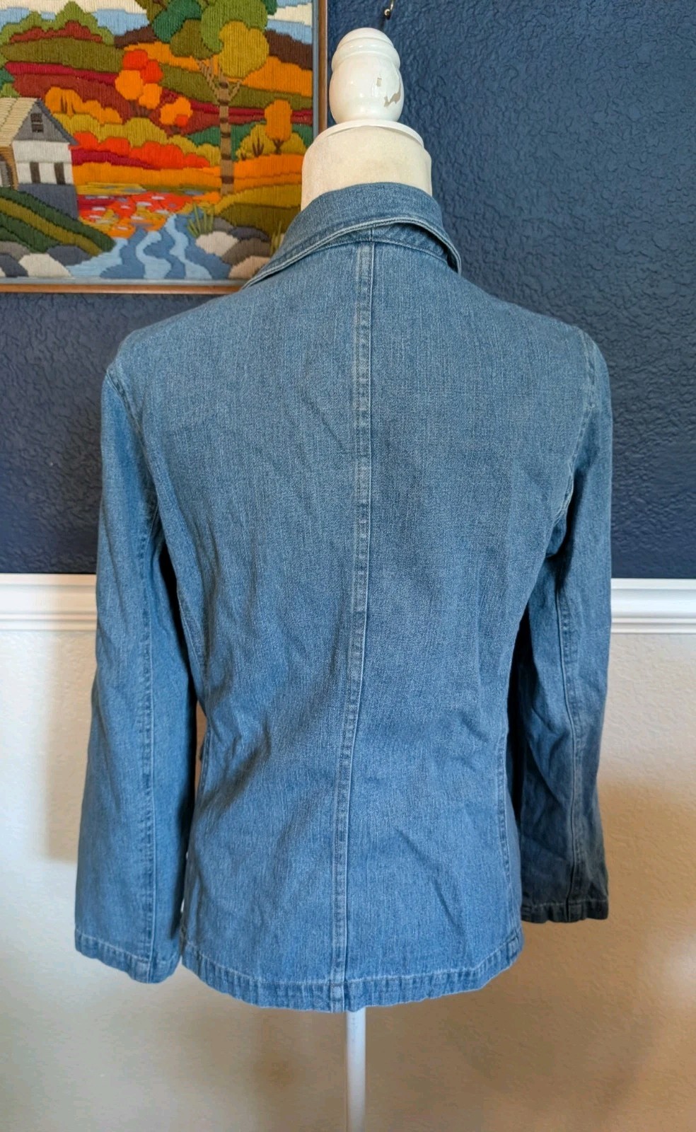 VTG Crazy Horse by Liz Claiborne 100% Cotton Denim Blazer Jacket Sz 10 Medium M