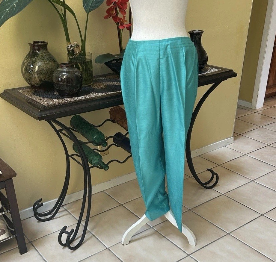 Dress Barn Aquamarine Women’s Sz 10 Two Piece Striped Tank Top & Teal Pants Set