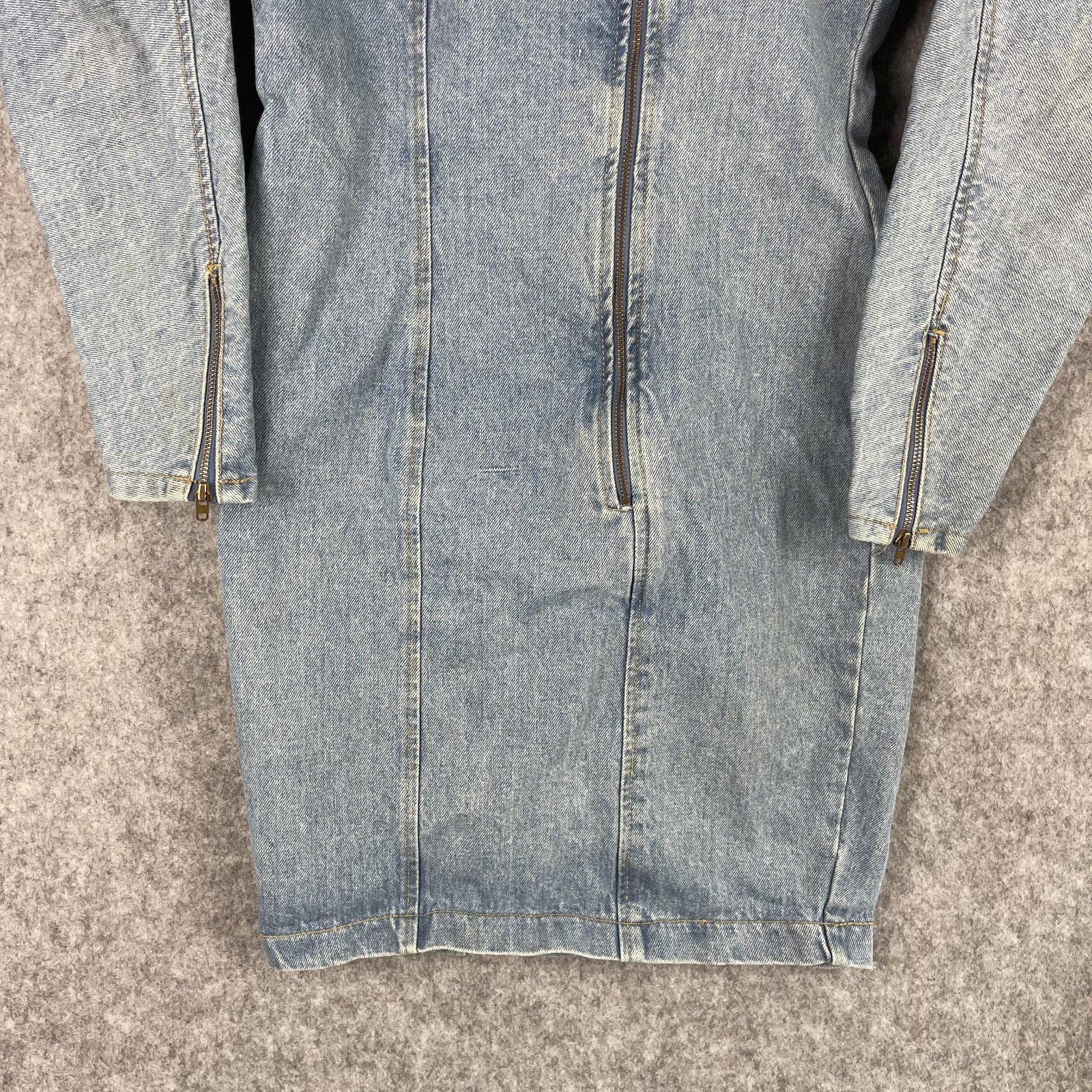 Vintage 80s Paris Blues Dress Womens 9 Denim Zipper Asymmetrical Stone Wash USA