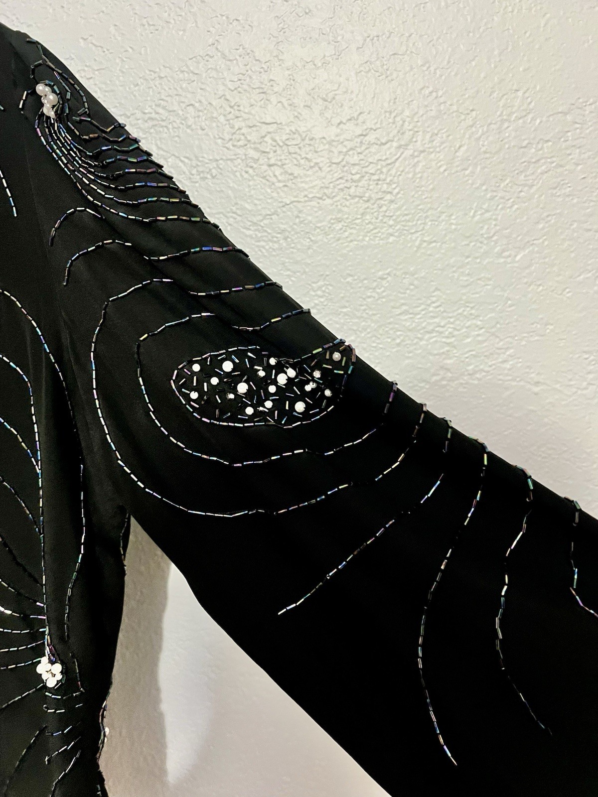 Vtg Argenti M Silk Embellish Sequin Pearls Formal Wedding Party 80s Glamour Med