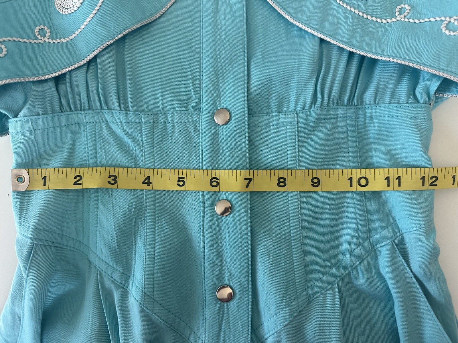 Vintage 80s 90s Teal One Piece Embroidered Tassel Fringe Jumpsuit Jacket Pants