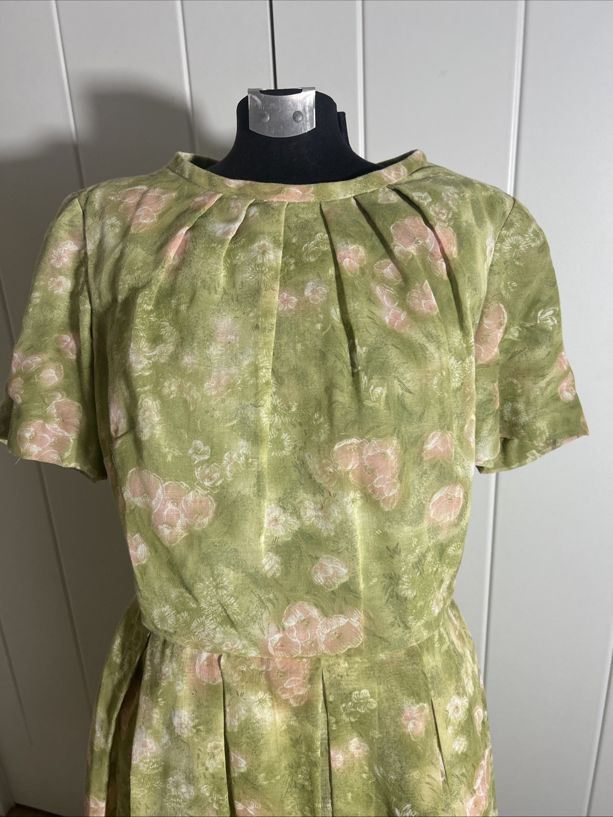 Vintage 1950’s Jean Lang Original Green Floral Print Dress