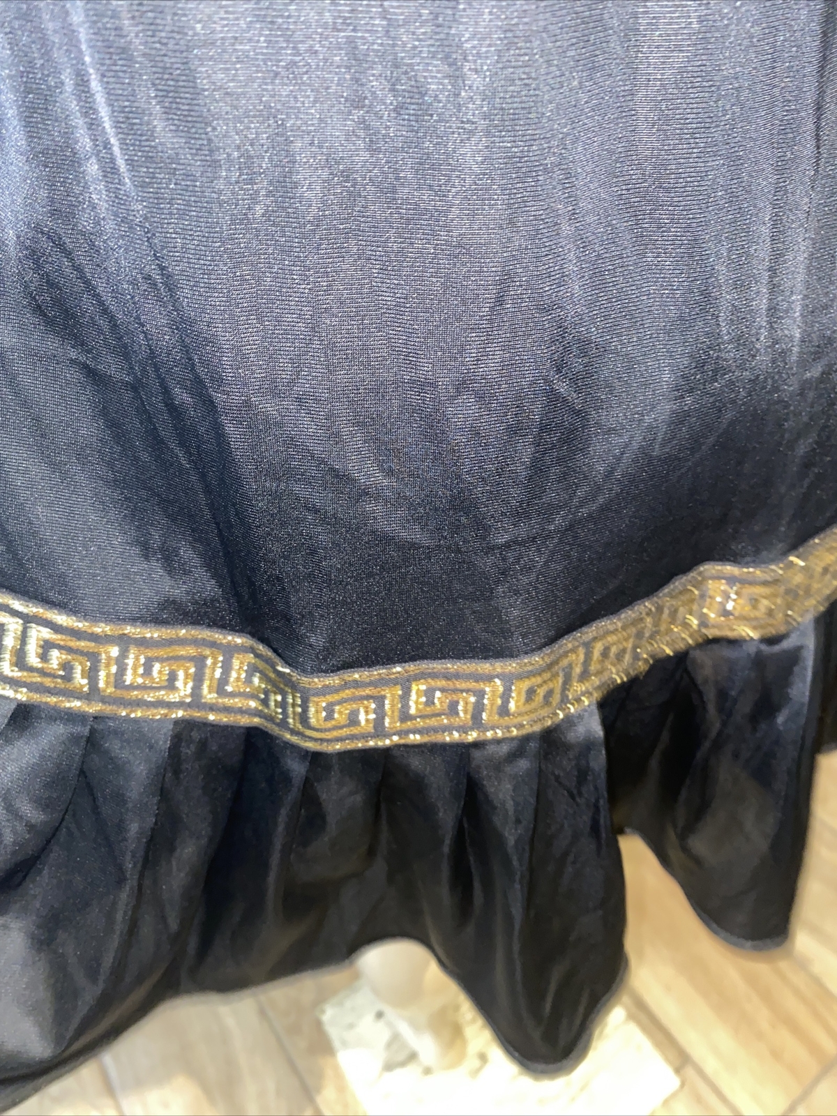 VTG Pinehurst Lingerie Greek Key Gold Metallic Trim Black Nightgown Rare LG PK1