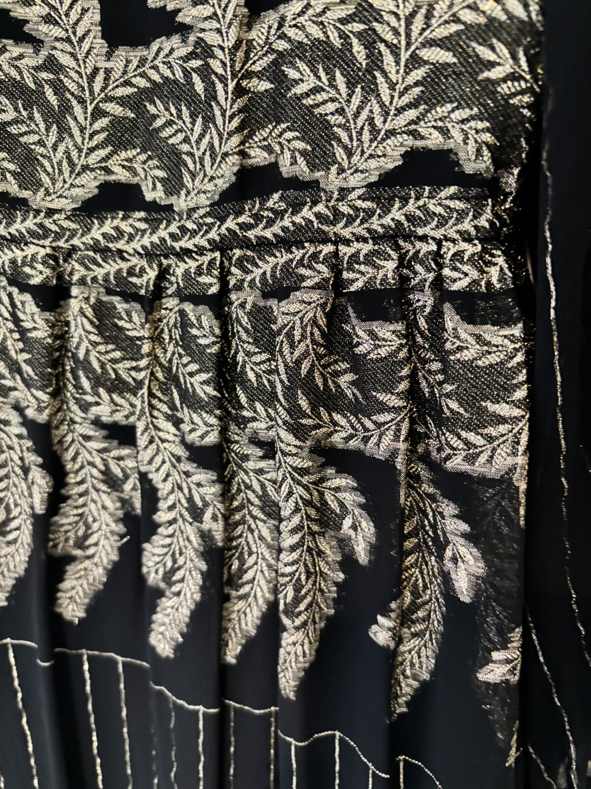 Casi Silk Dress Black And Gold Rear Vintage 1970. Vintage Size 10 More Like 2-4