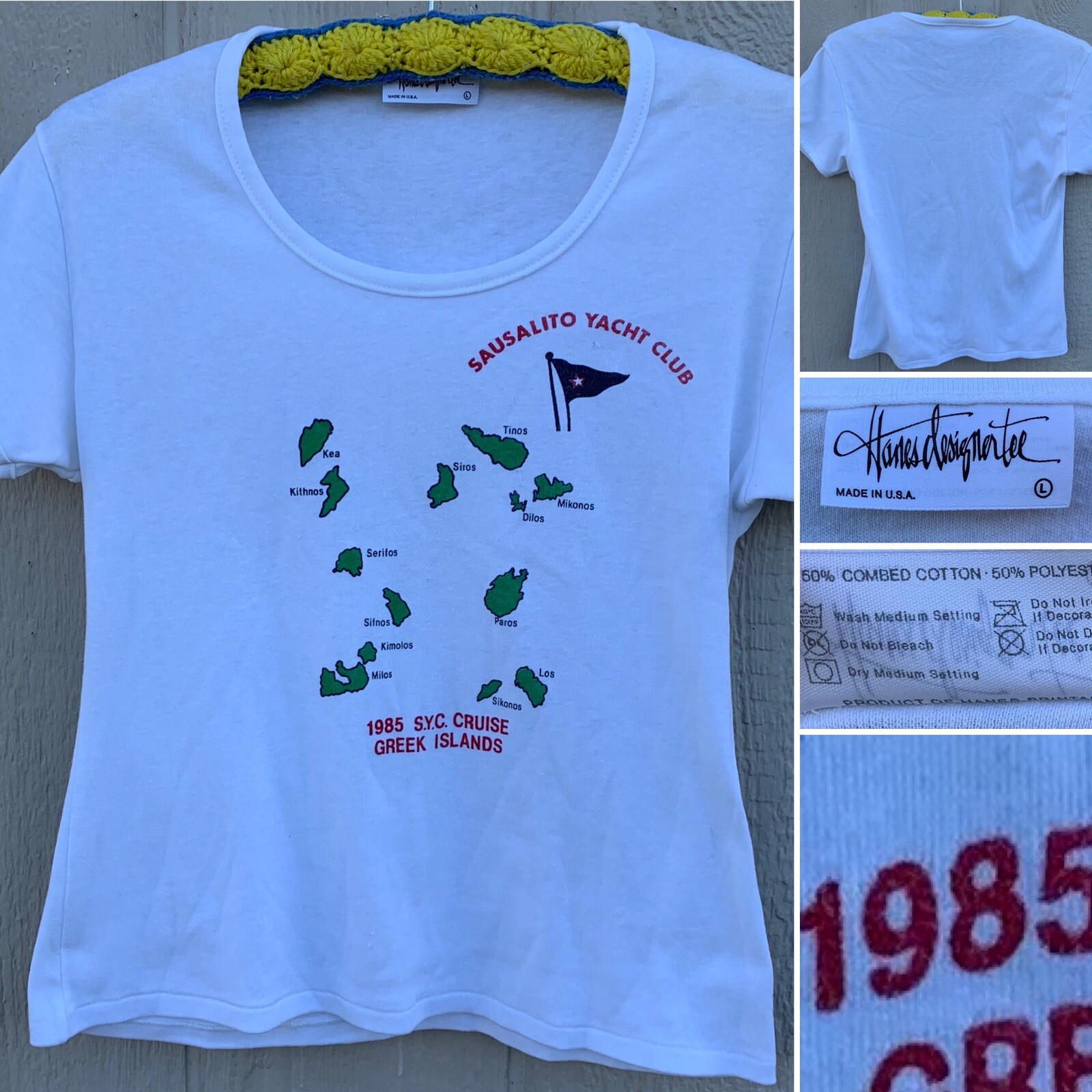 Vintage Sausalito Yacht Club 1985 SYC Cruise Greek Islands T Shirt Ladies 80s L