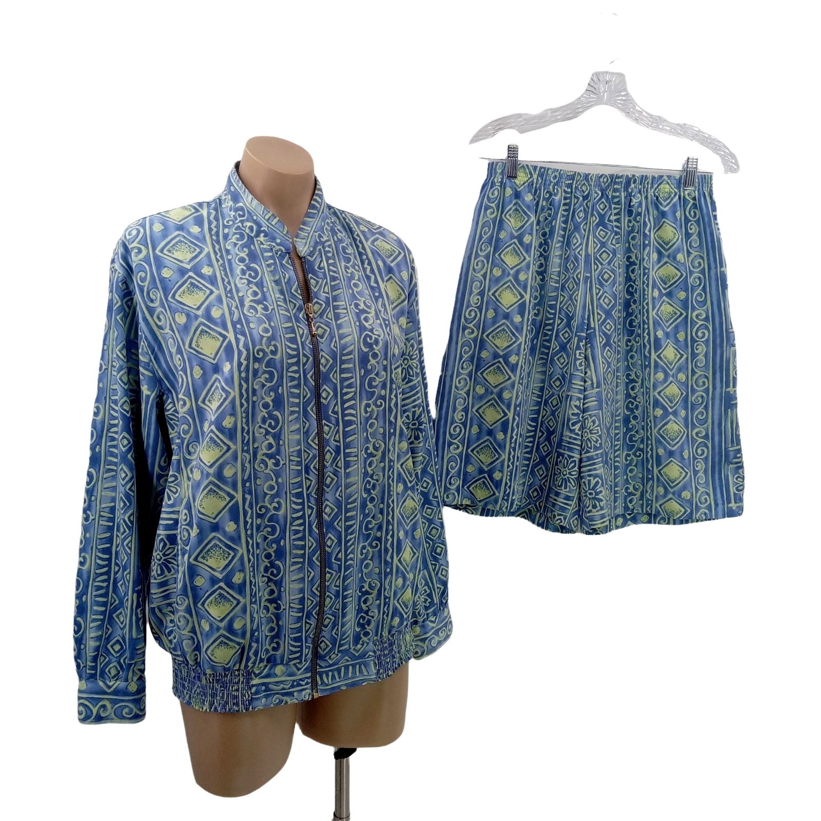Vintage Lori of California Jacket Shorts Set M 10 Shoulder Pads Zip Front 80s