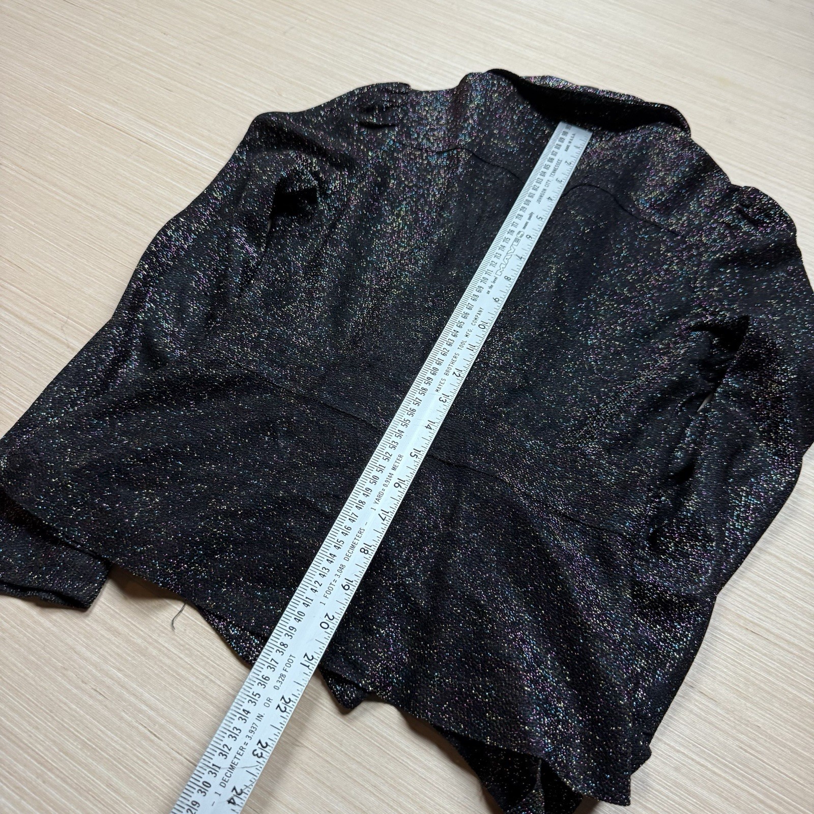 Vintage 70s Button Down Shirt Top Blouse Sparkle Metallic Tie Disco Glitter