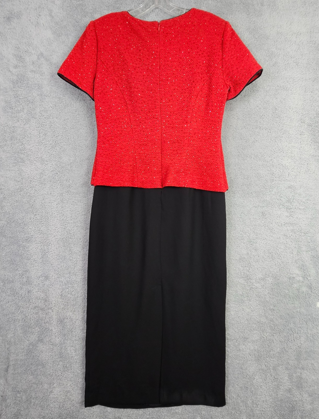 VTG 90s Jessica Howard Womens Dress 12 Red Asian Cheongsam Qi Pao Glitter Sequin