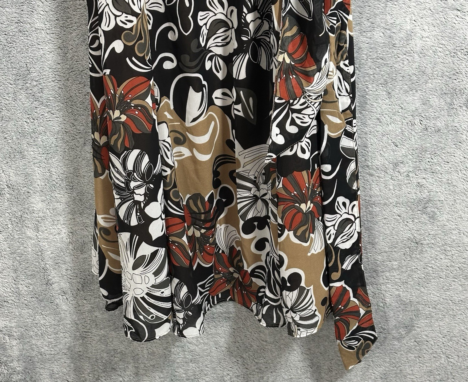 Vintage Crisca Women’s Dress US 40=Size 8/10 Floral Neck Beaded Flowy Retro Boho