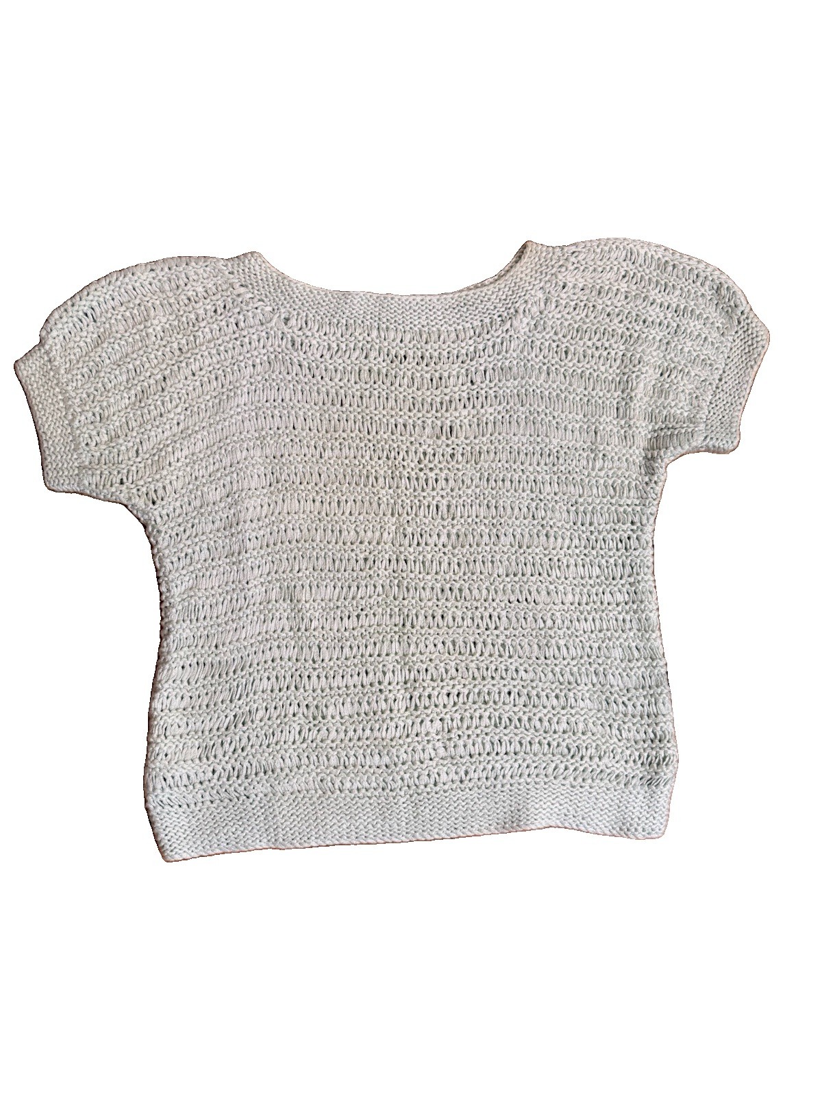 Vintage Hand Crochet Chenille Top 80s Small Pale Green