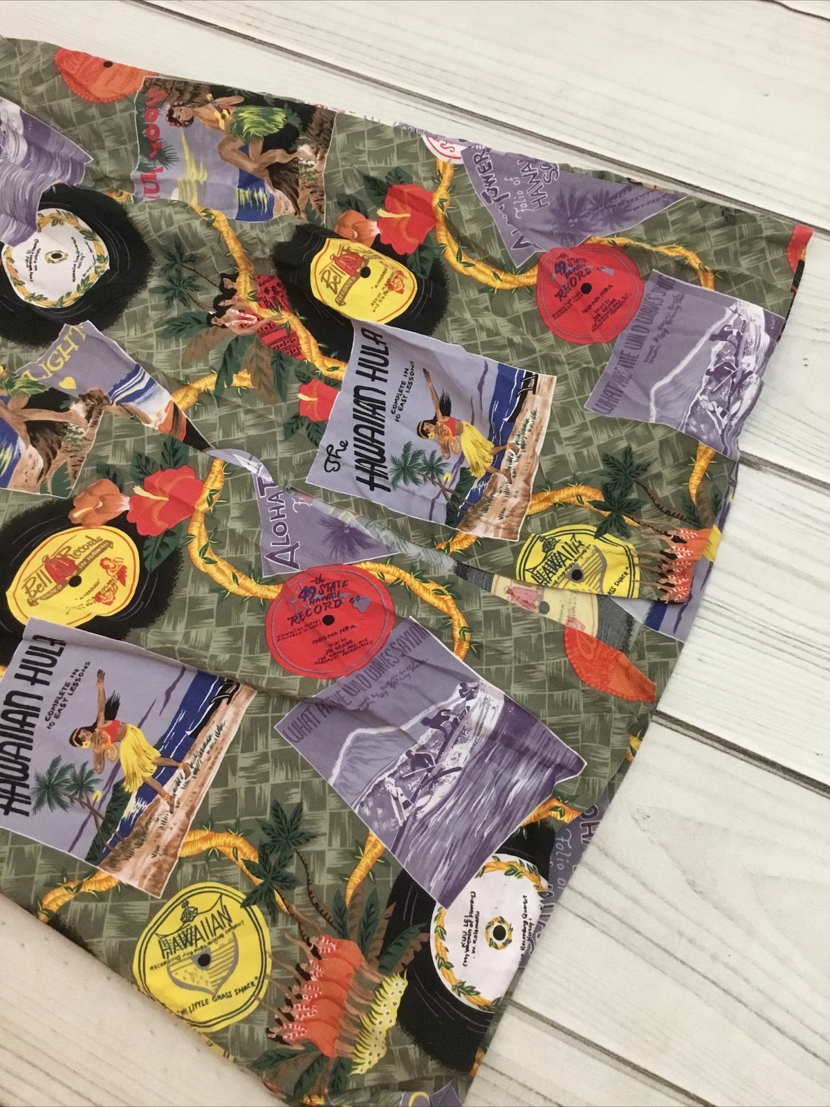 Vtg Reyn Spooner Women’s P Maxi Tank Dress Music Records Hula Dancers Hawaii