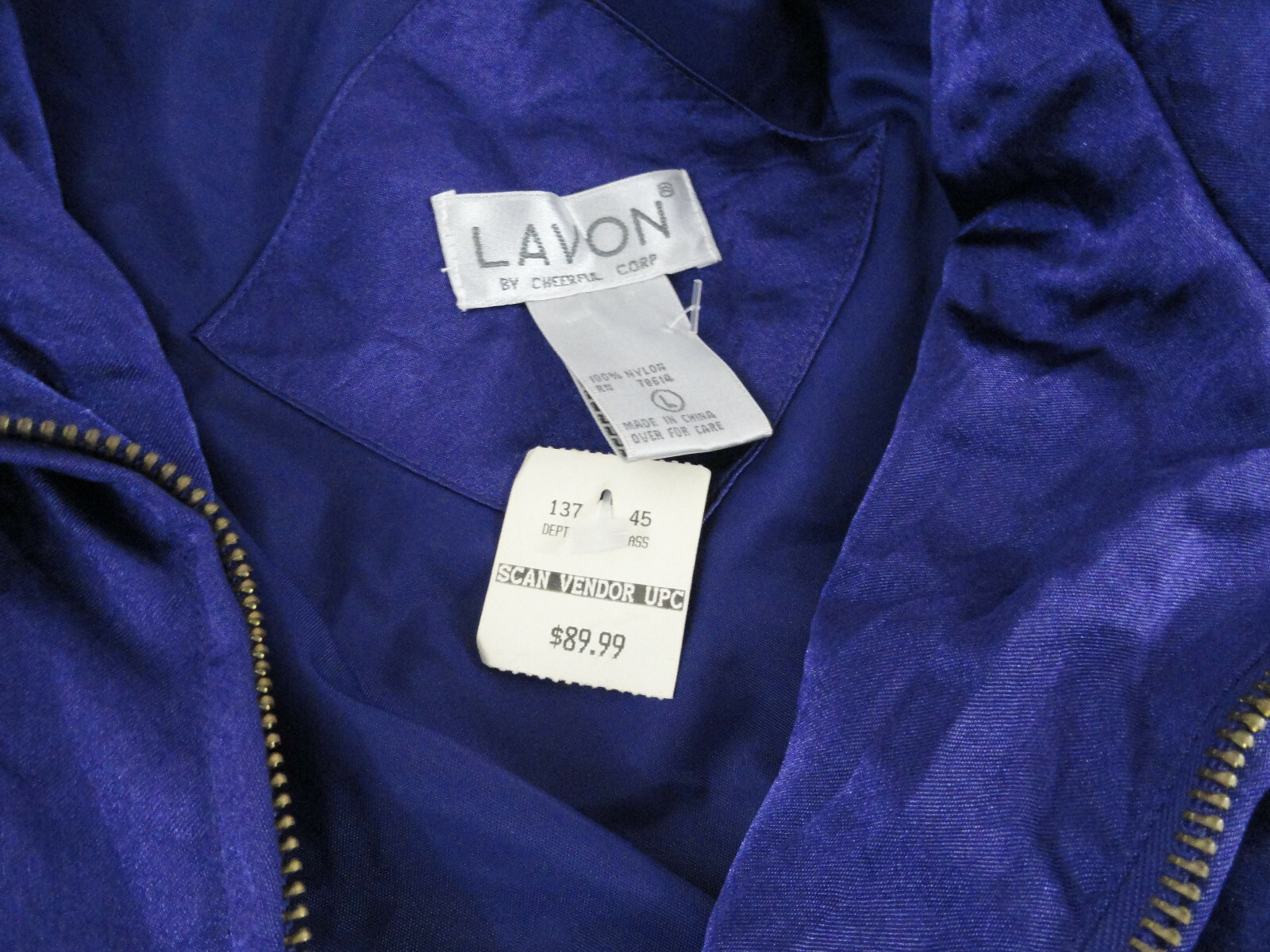 Lavon Full Zip Windbreaker Jacket Size L Purple Plum Nylon Hip hop Vtg 80s 90s