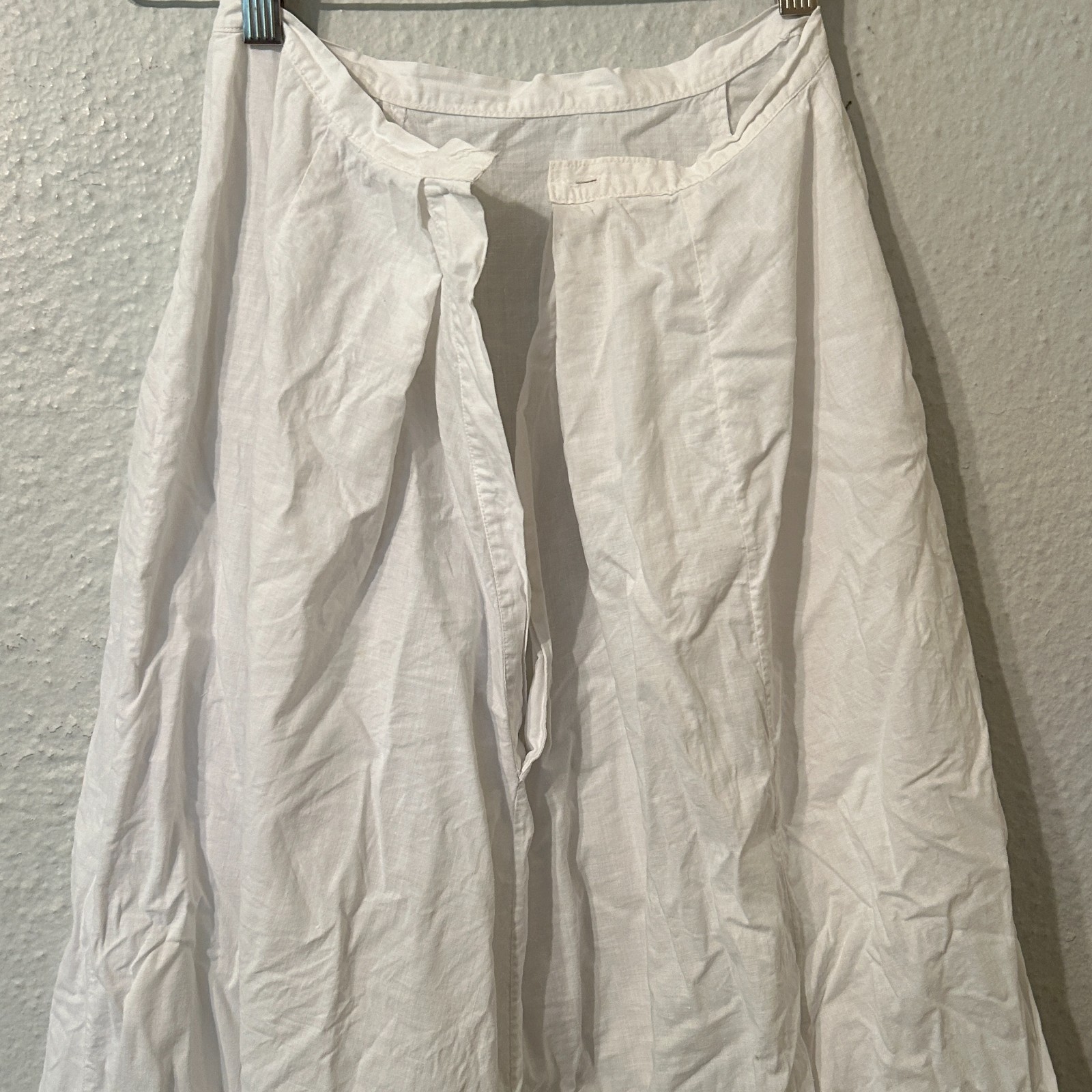Antique Edwardian XXS White Cotton Eyelet Lace Lawn Skirt Petticoat 22″ Waist