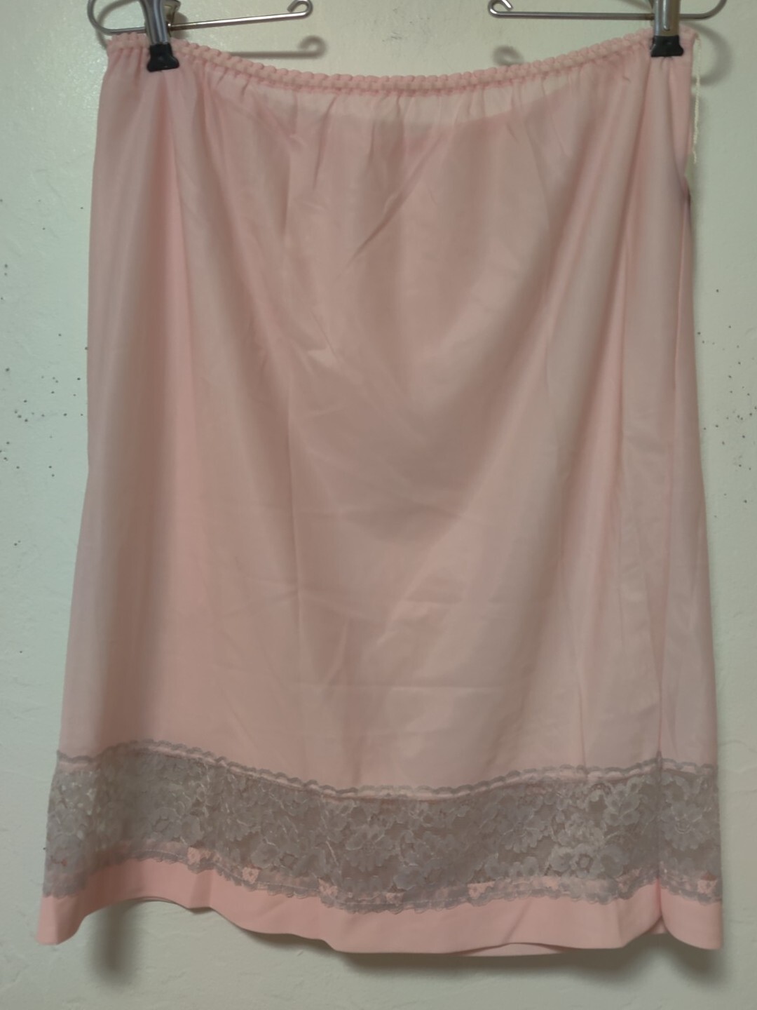 Vintage British Leavers Lace Industry Trimmed Rare Pink Half Slip New Old Stock