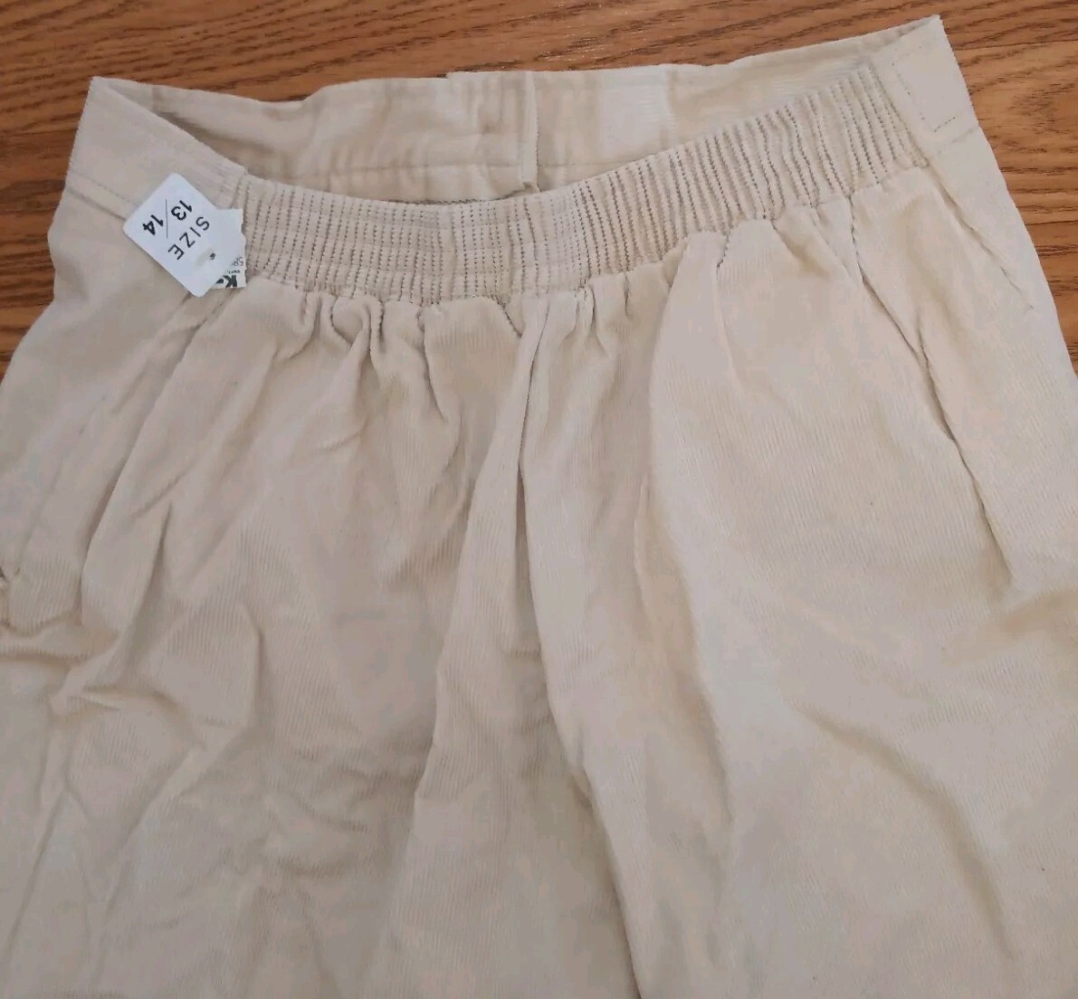 VTG 1970s Corduroy Shorts Box Car Skate Beach Beige 24″ Elastic Waist 13/14 NWT