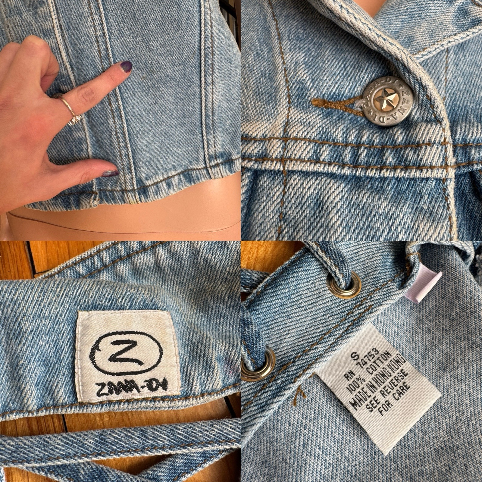 Vintage 80s 90s Denim Vest Top – Zana di – Lace Up Back
