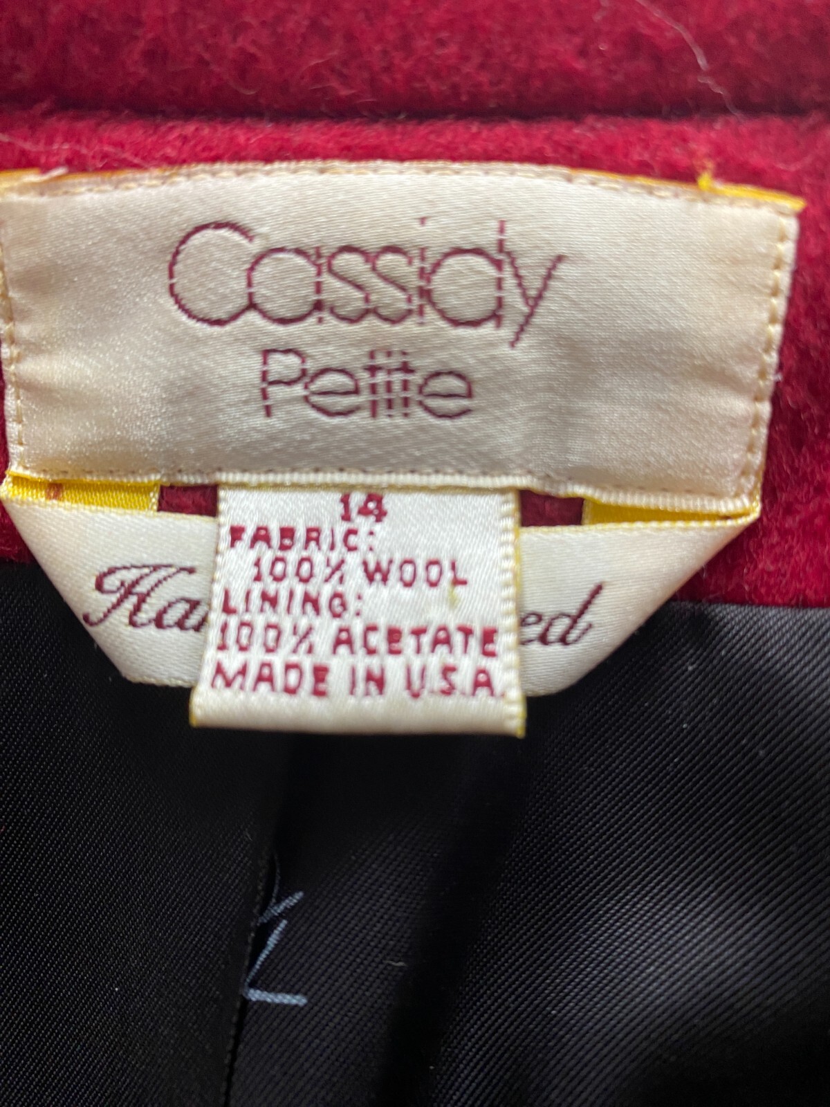 Cassidy Red 100% Pure Wool Vintage Peacoat Work Business Formal Travel