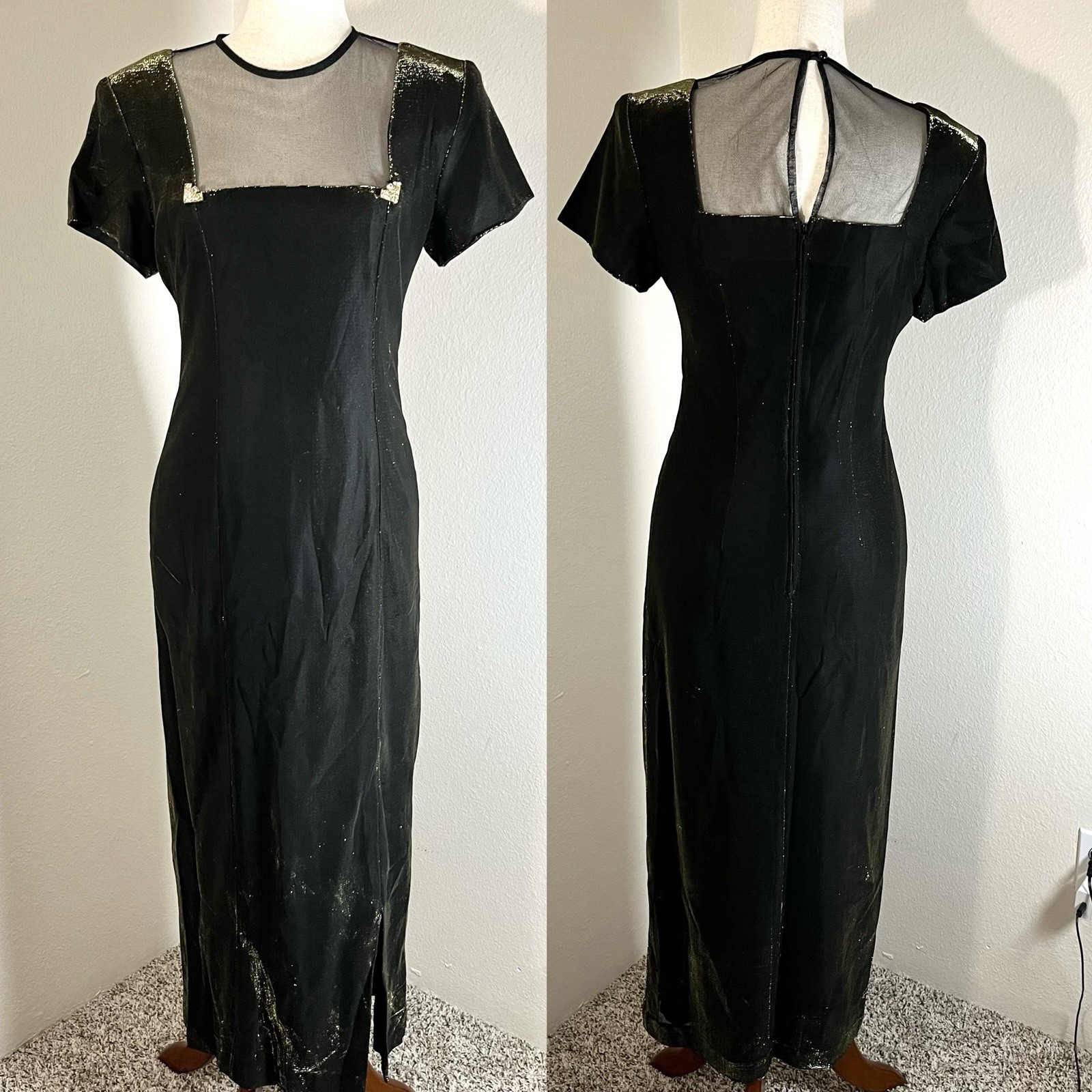 Vintage Wiggle Cocktail Dress Bombshell PinUp Pencil Vixen Sexy Sheer Sz 10