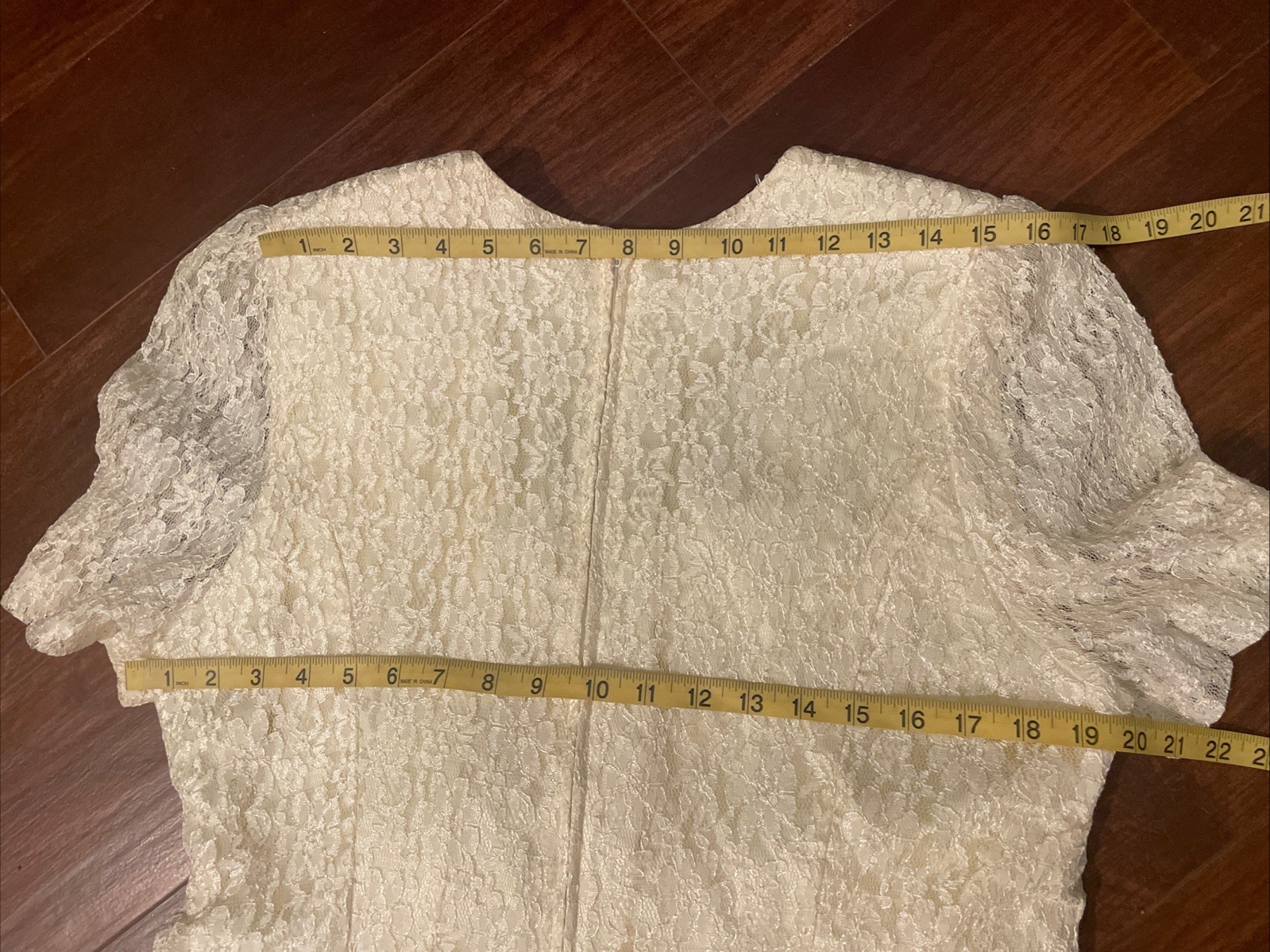 Vintage Speed Fashion Ivory Long Lined Dress Lace Size 19 Wedding