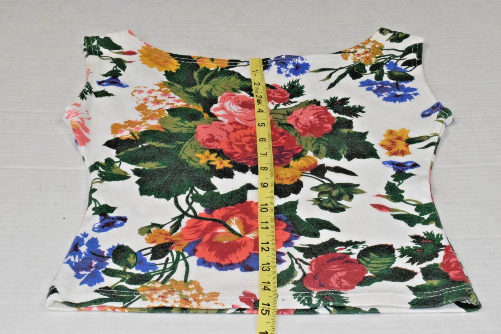 Vintage Sleeveless Top Express Tricot Size M 90s Floral Bouquet Soft Stretch
