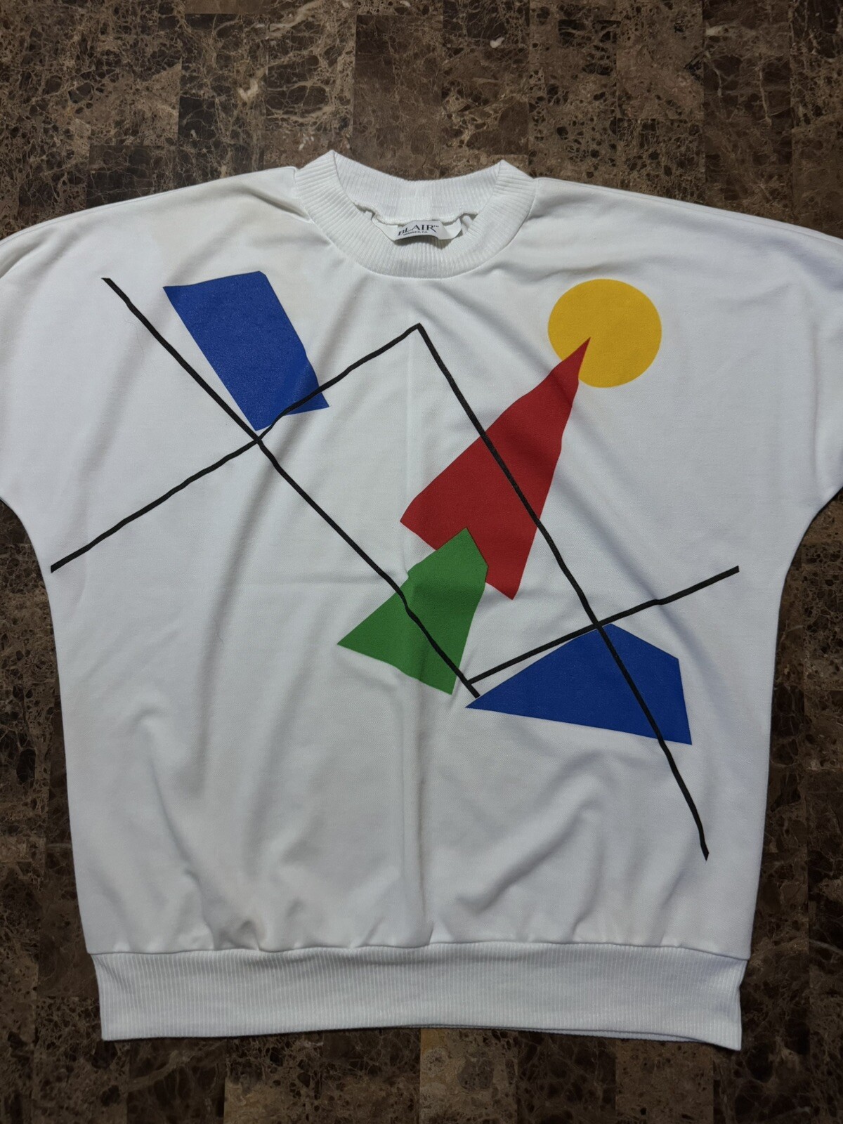 Vintage 80s 90s Abstract Geometric Primary Colors Top Size 20