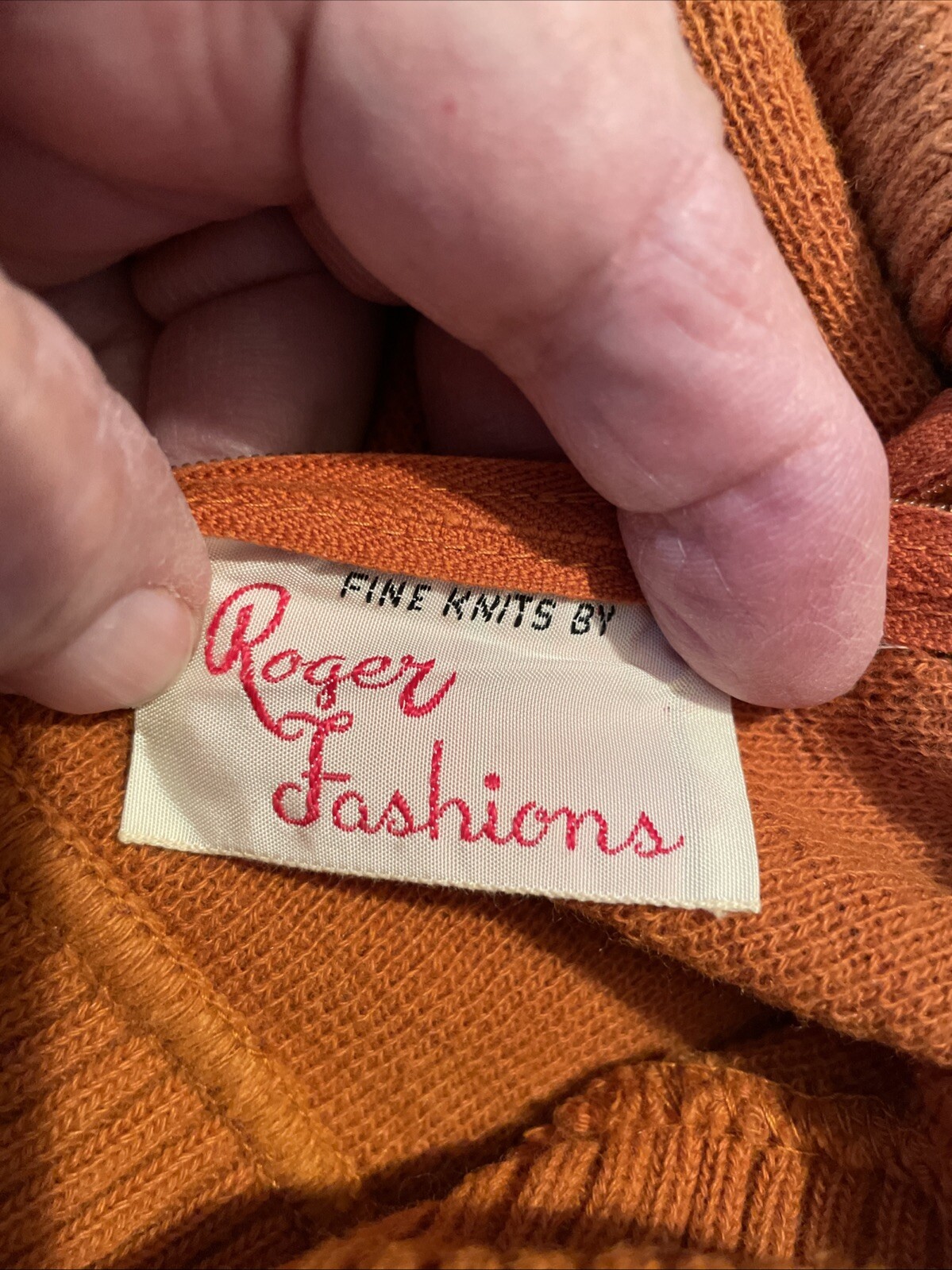 Vintage 1940s-50s Knit Cheerleader Set Burnt Orange & Black Sweater & Skirt