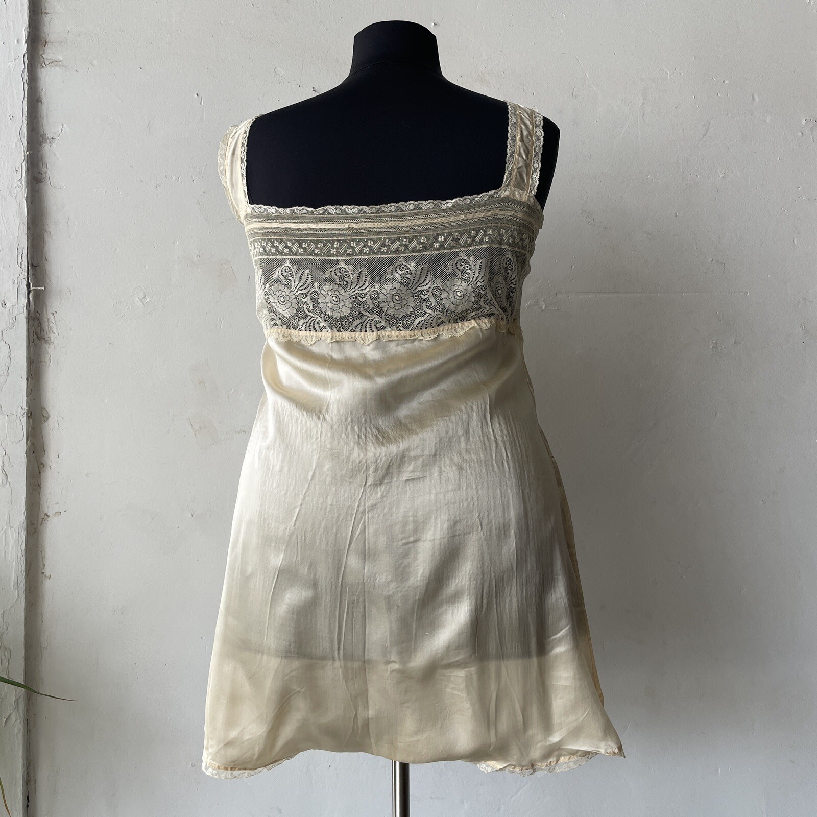 Antique VOLUP 1920s – 1930s Silk Step In Button Up Crotch Teddy Dress Slip XXL