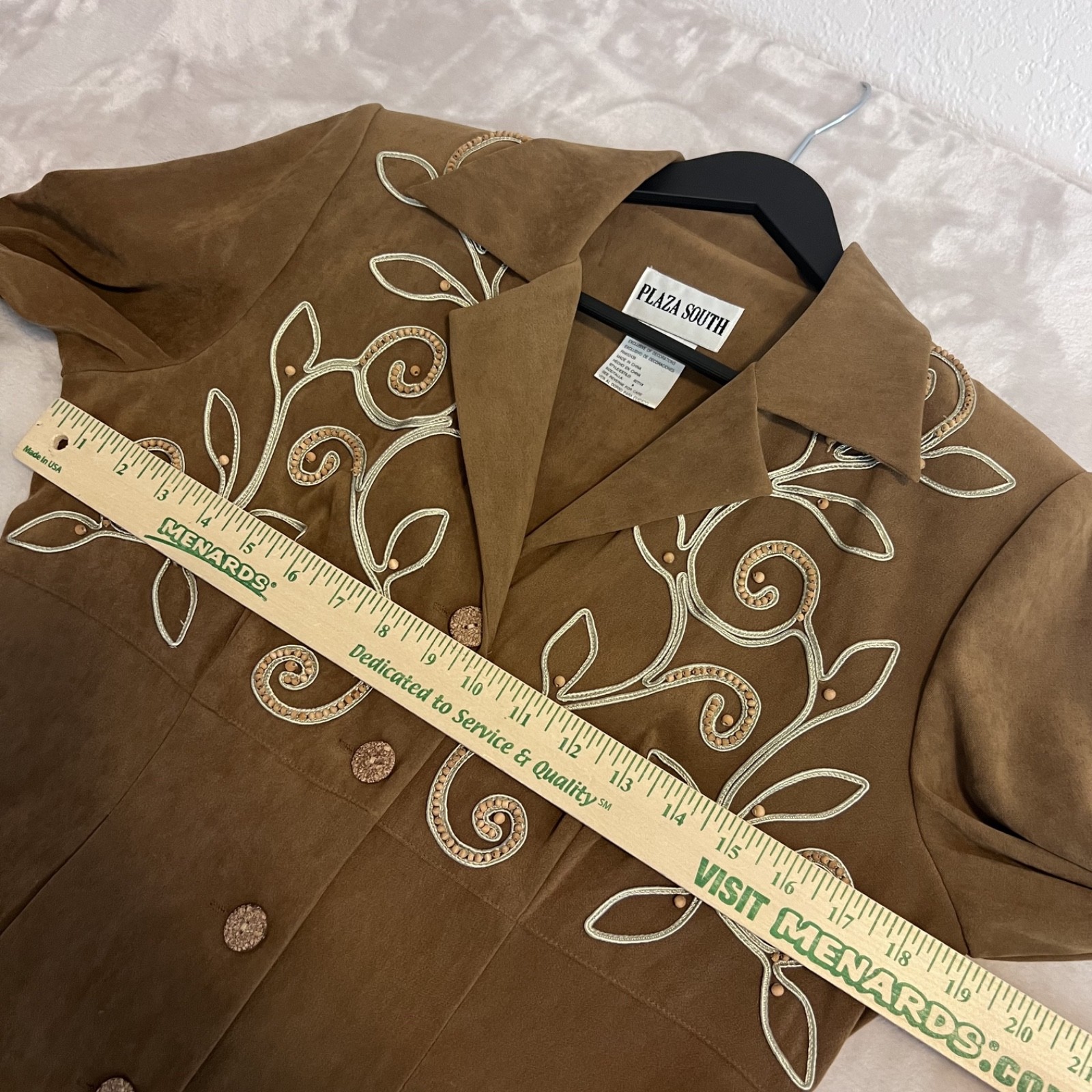 Vintage Faux Suede Midi Dress Womens 6 Beaded Western Country Cowgirl Boho Chic