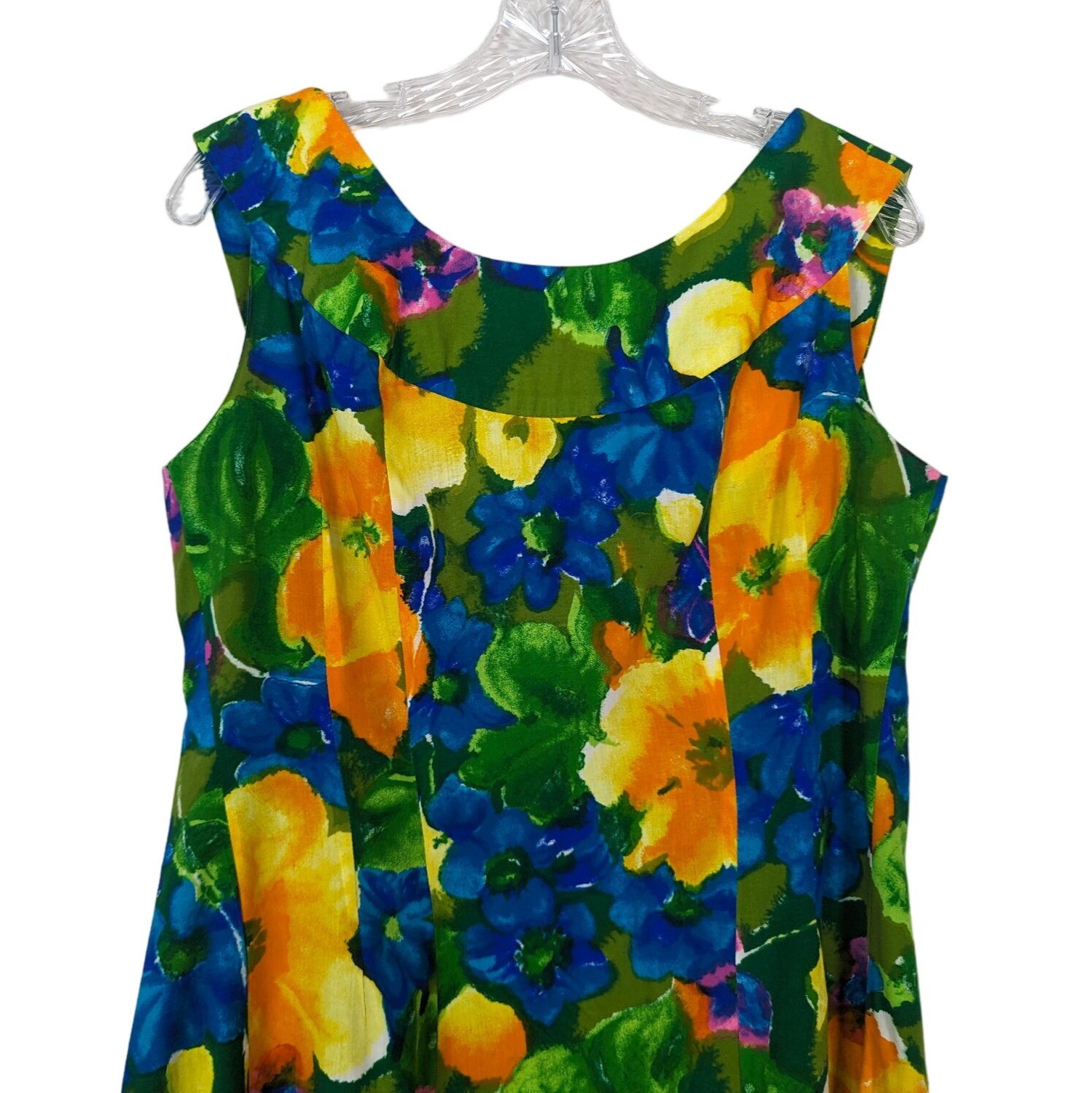 THE HOUSE of MUUMUUS sleeveless A-line Hawaiian colorful Floral Vintage dress L