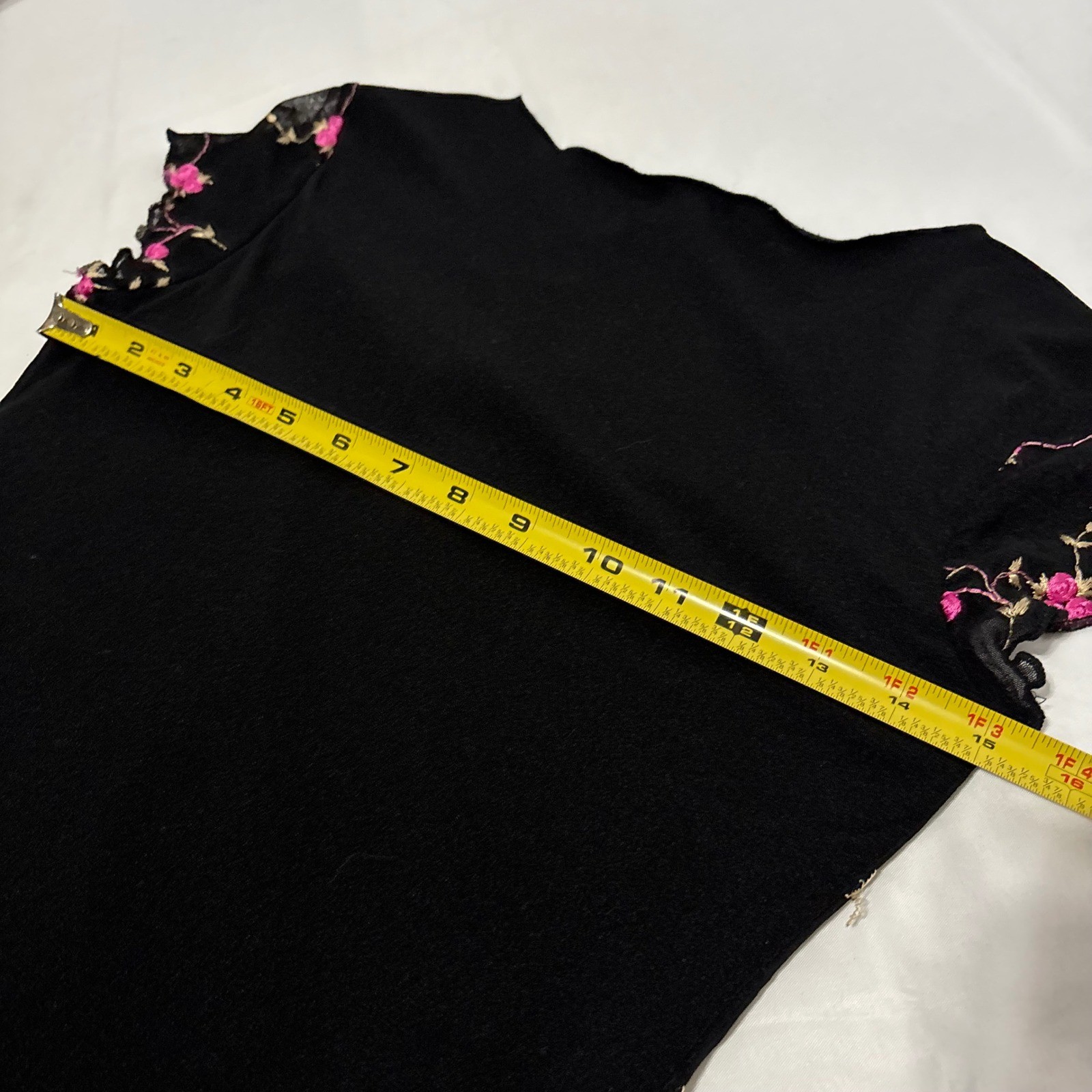 WRAPPER Vintage Y2k black top with hot pink floral design all over the front