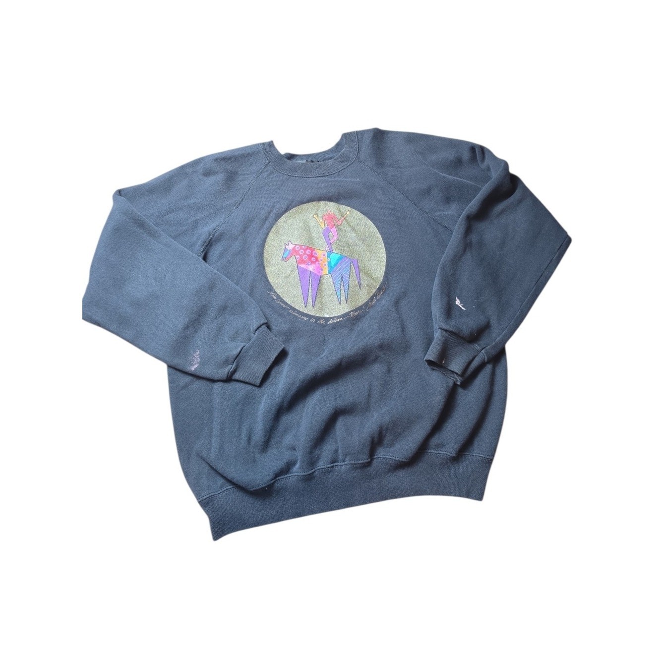LAUREL BURCH | Vintage 80s Free Spirit Dancing Autumn Moon Sweatshirt Hanes | L